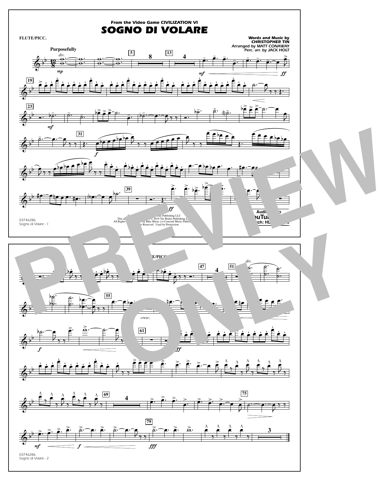 Sogno di Volare (from Civilization VI) (arr. Matt Conaway) - Flute/Piccolo (Marching Band) von Christopher Tin