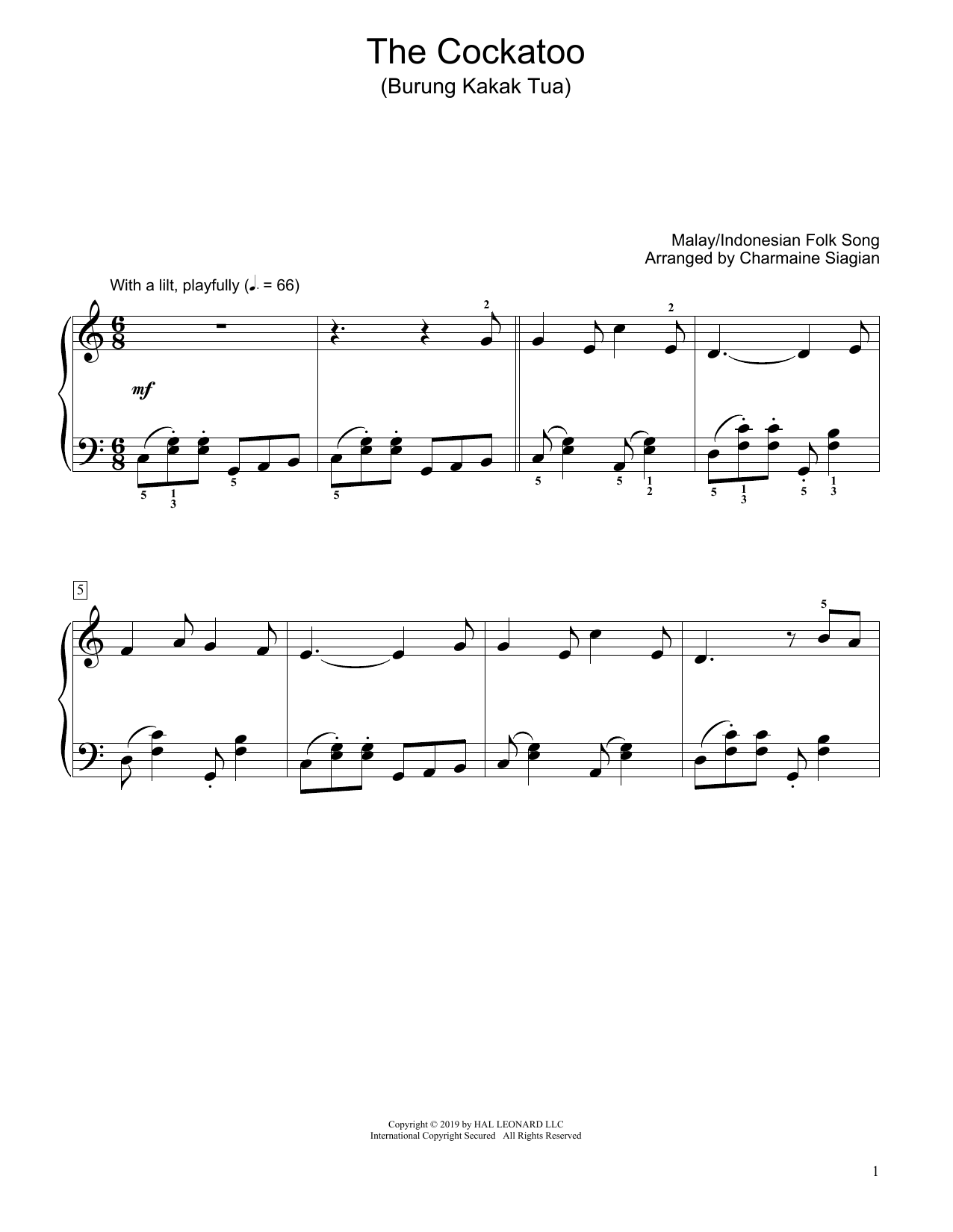 The Cockatoo (Burung Kakak Tua) (arr. Charmaine Siagian) (Educational Piano) von Traditional