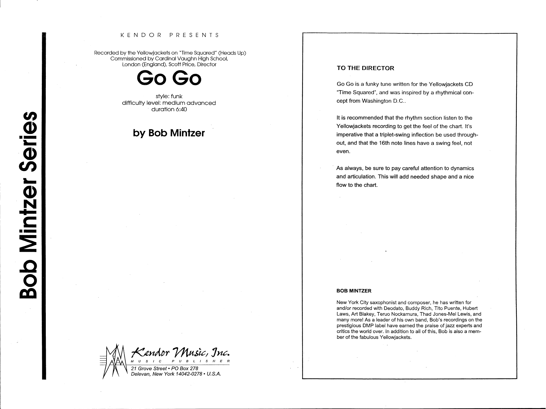Go Go - Full Score (Jazz Ensemble) von Bob Mintzer