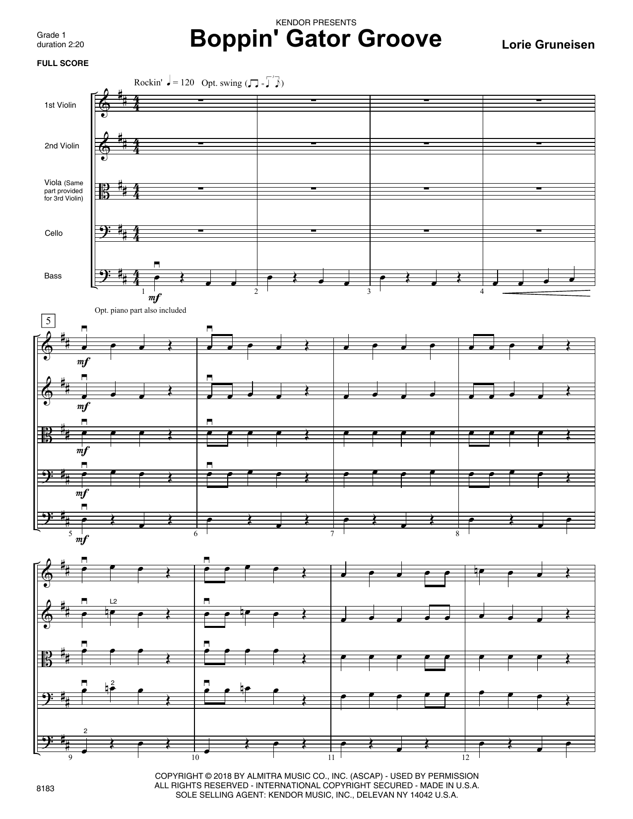 Boppin' Gator Groove - Full Score (Orchestra) von Lorie Gruneisen