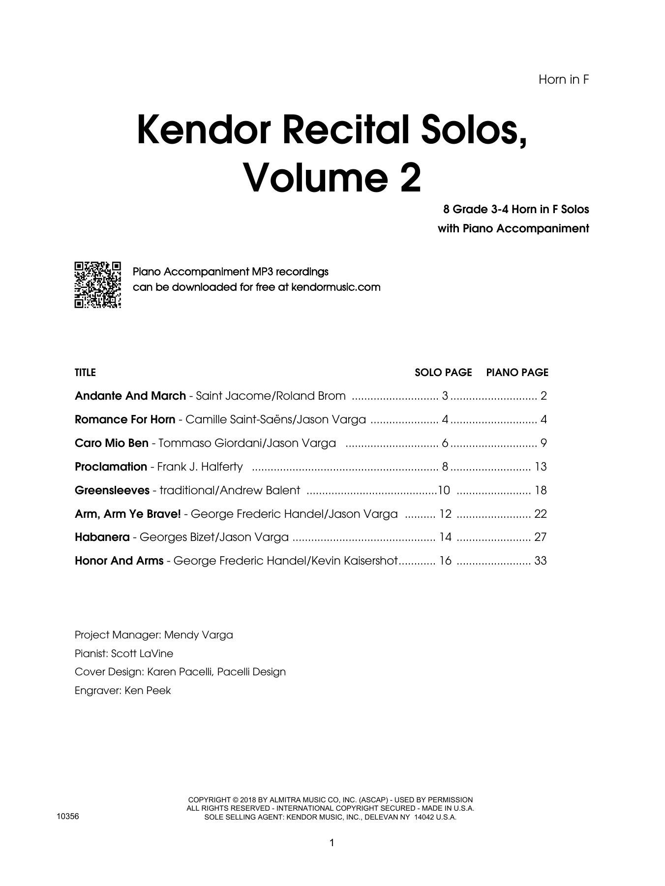 Kendor Recital Solos, Volume 2 - Horn in F (Brass Solo) von Various