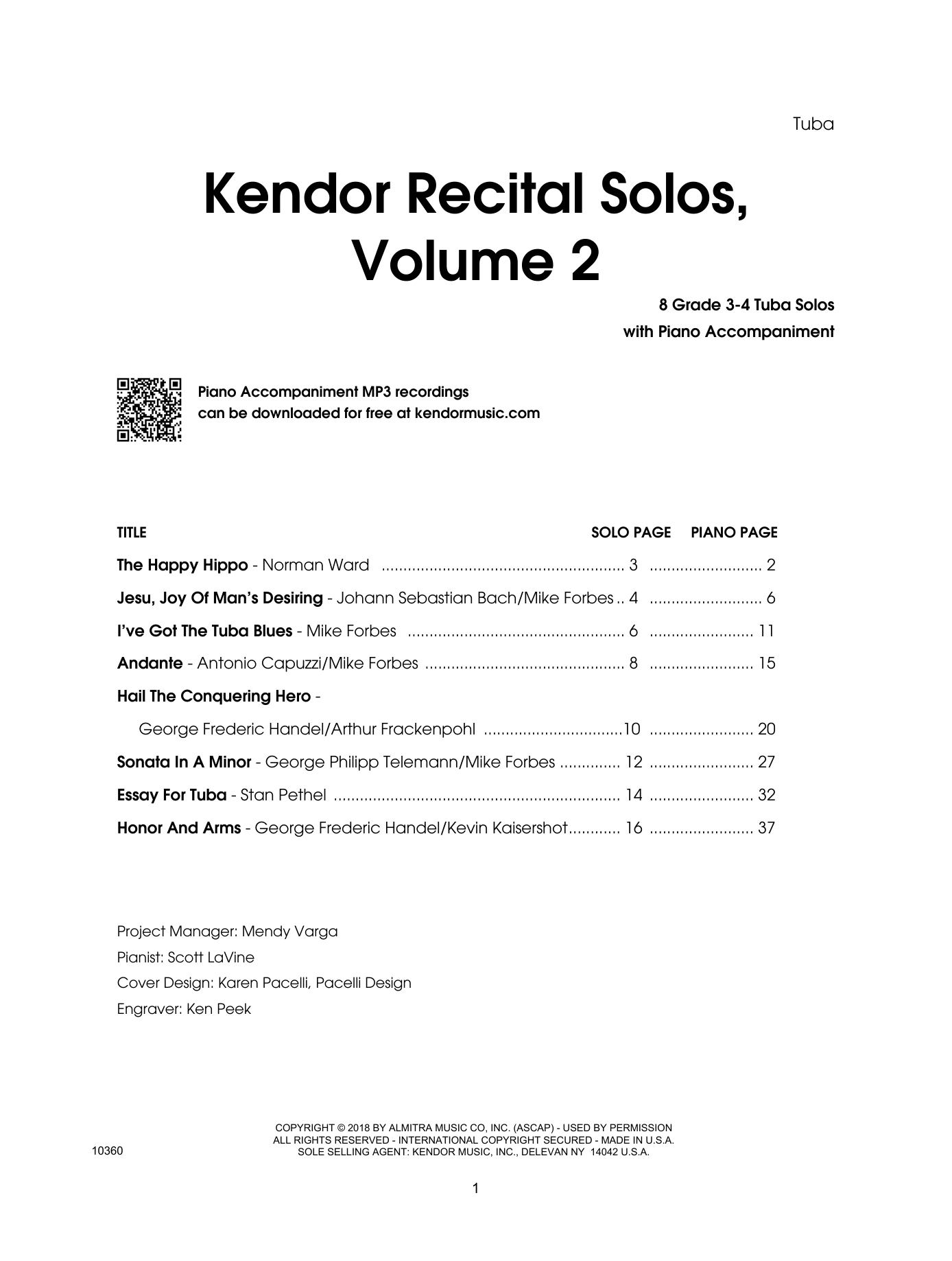 Kendor Recital Solos, Volume 2 - Tuba - Tuba (Brass Solo) von Various