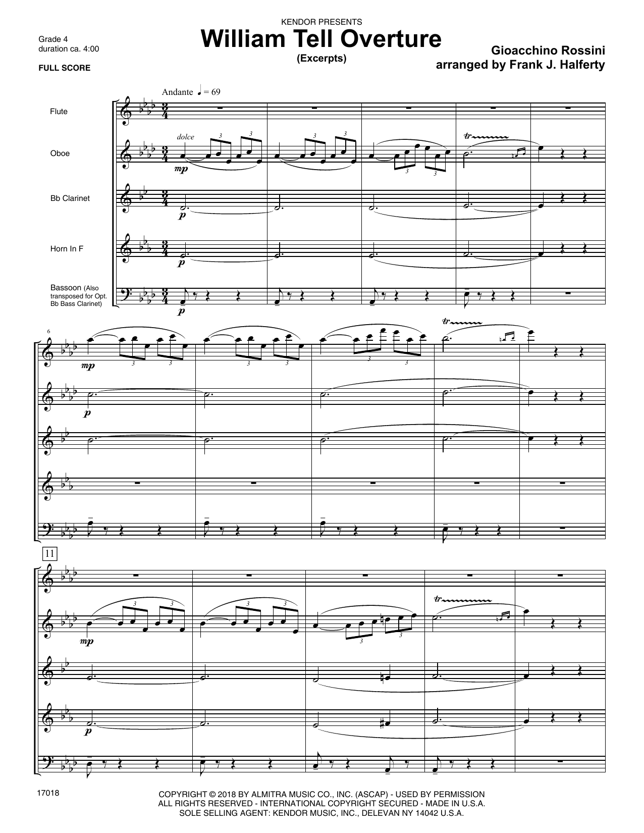 William Tell Overture (excerpts) (arr. Frank J. Halferty) - Full Score (Woodwind Ensemble) von Gioacchino Rossini