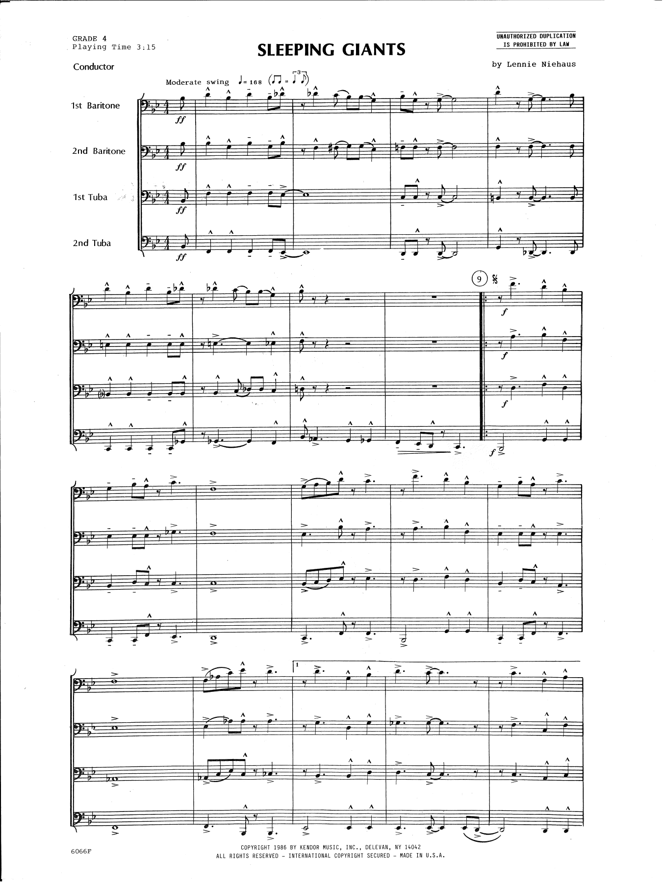 Sleeping Giants - Full Score (Brass Ensemble) von Lennie Niehaus