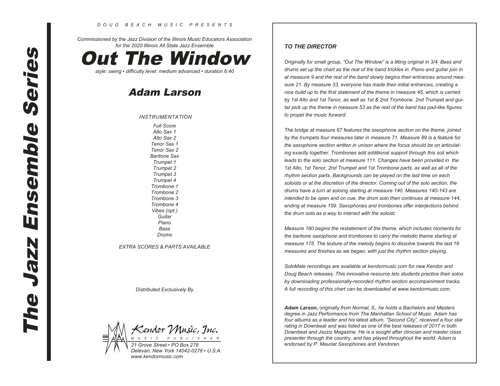 Out The Window - Full Score (Jazz Ensemble) von Adam Larson