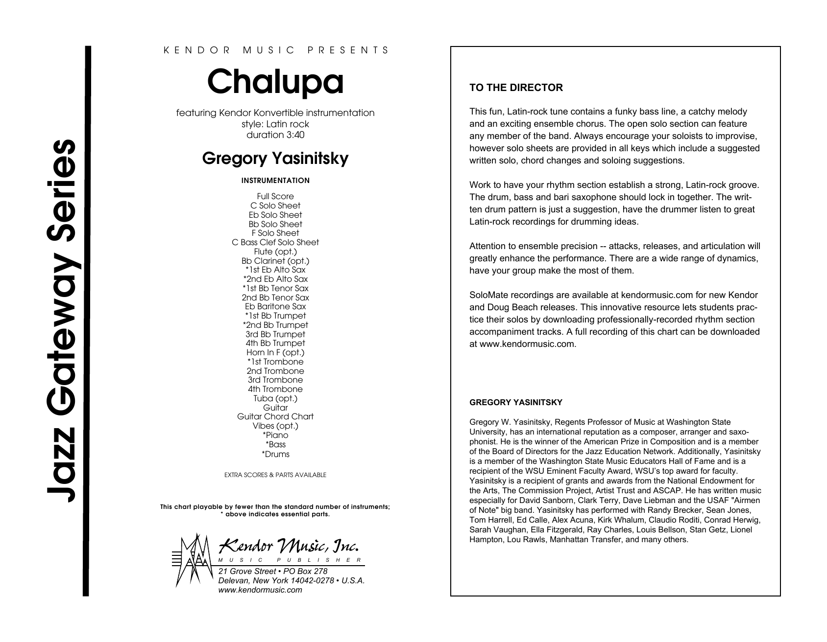 Chalupa - Full Score (Jazz Ensemble) von Gregory Yasinitsky
