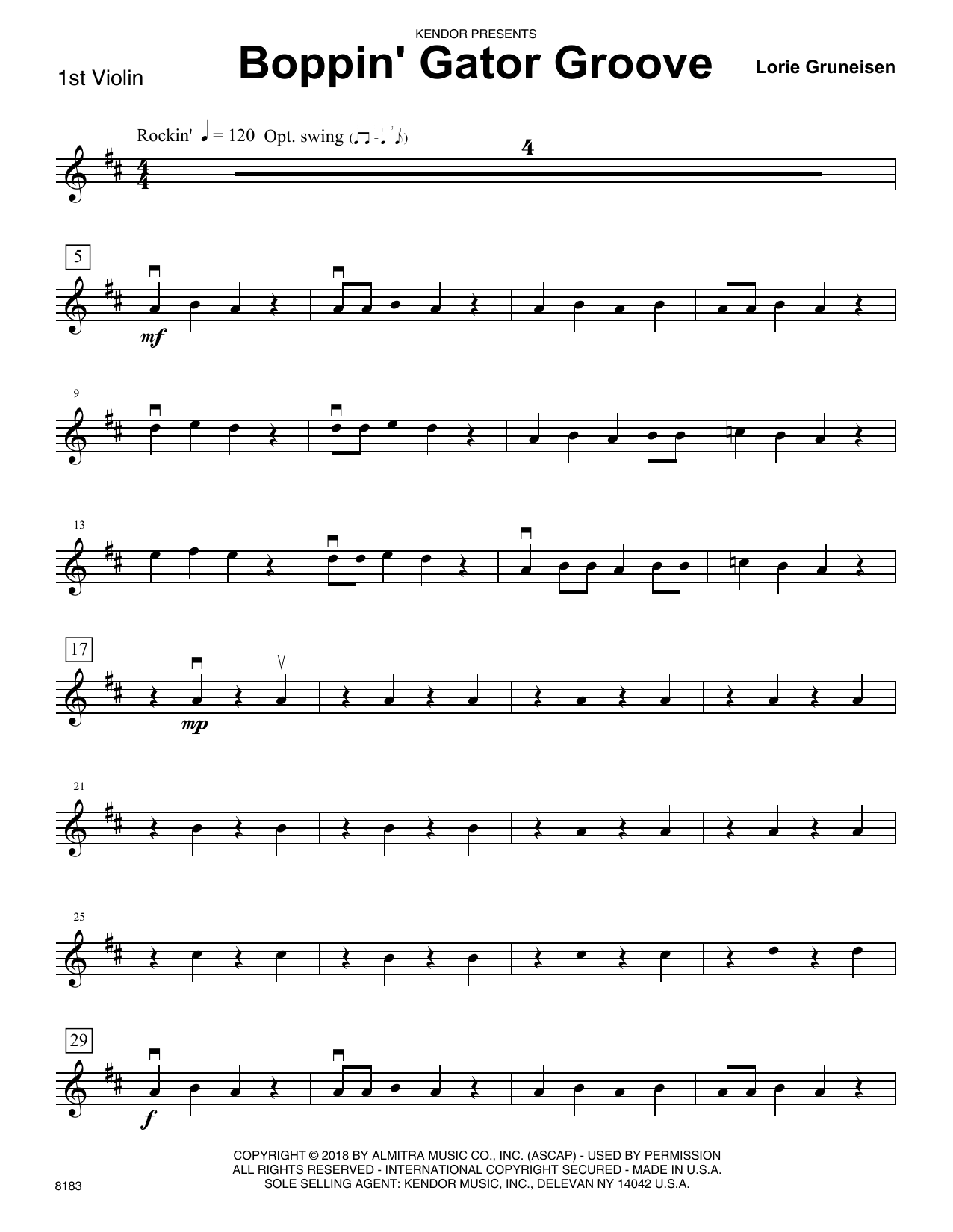 Boppin' Gator Groove - 1st Violin (Orchestra) von Lorie Gruneisen