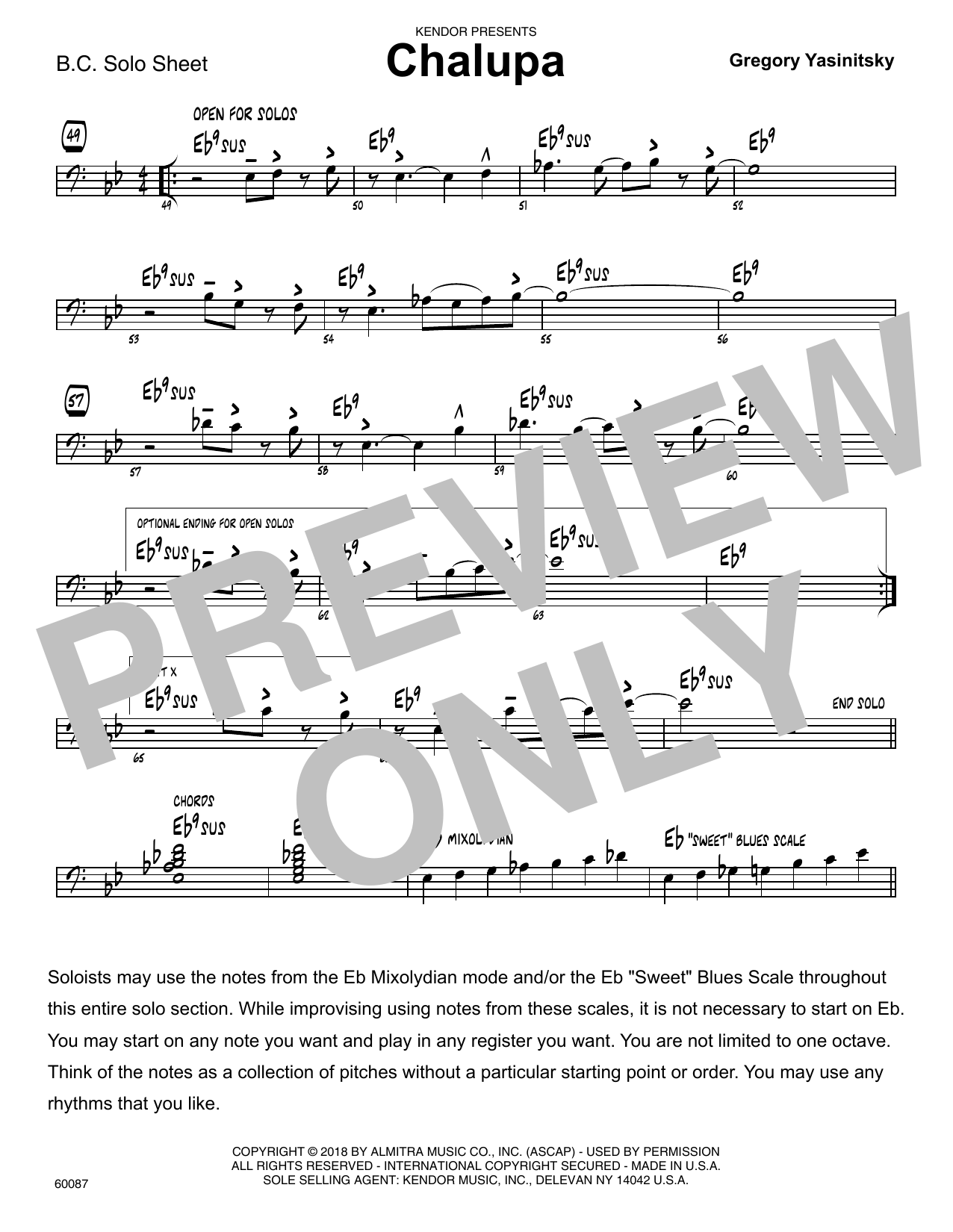 Chalupa - Sample Solo - Bass Clef Instr. (Jazz Ensemble) von Gregory Yasinitsky