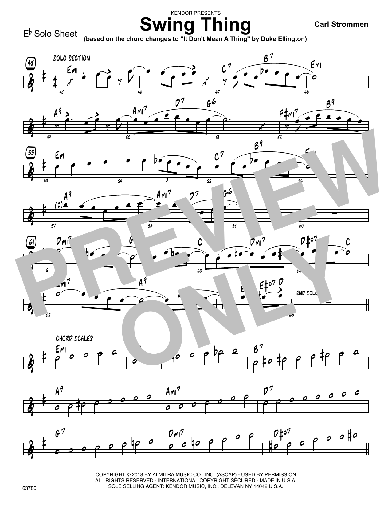Swing Thing - Eb Solo Sheet (Jazz Ensemble) von Carl Strommen