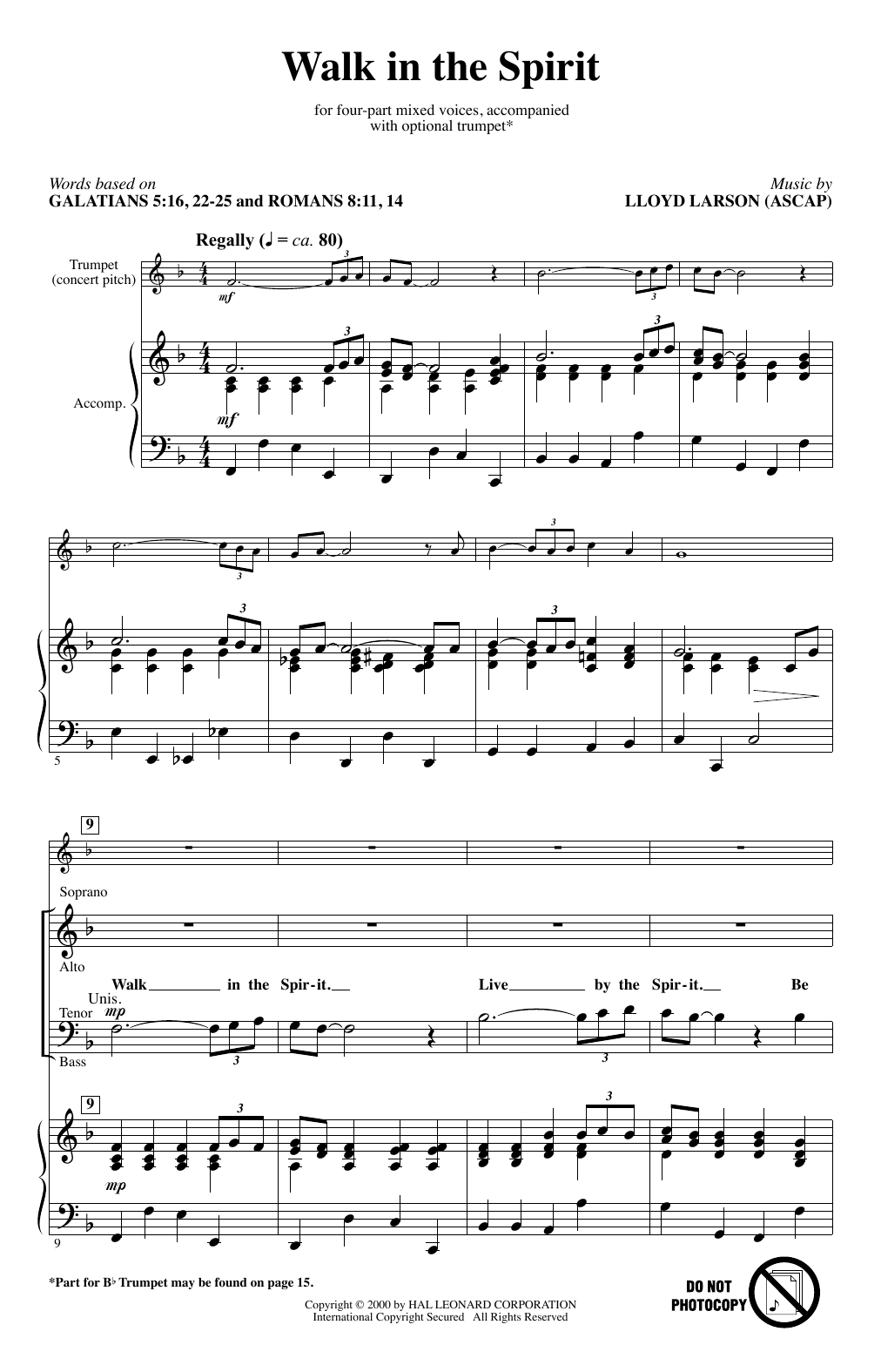 Walk In The Spirit (SATB Choir) von Lloyd Larson