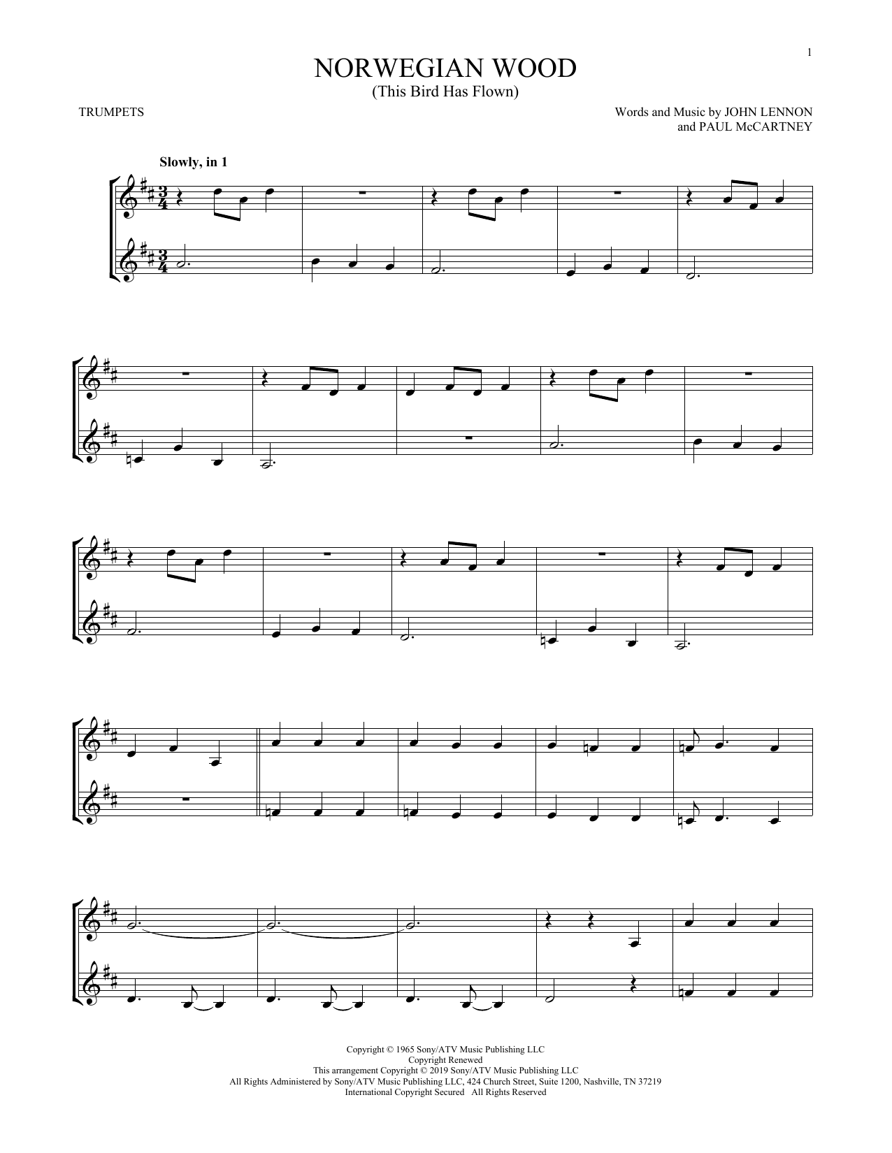 Norwegian Wood (This Bird Has Flown) (Trumpet Duet) von The Beatles