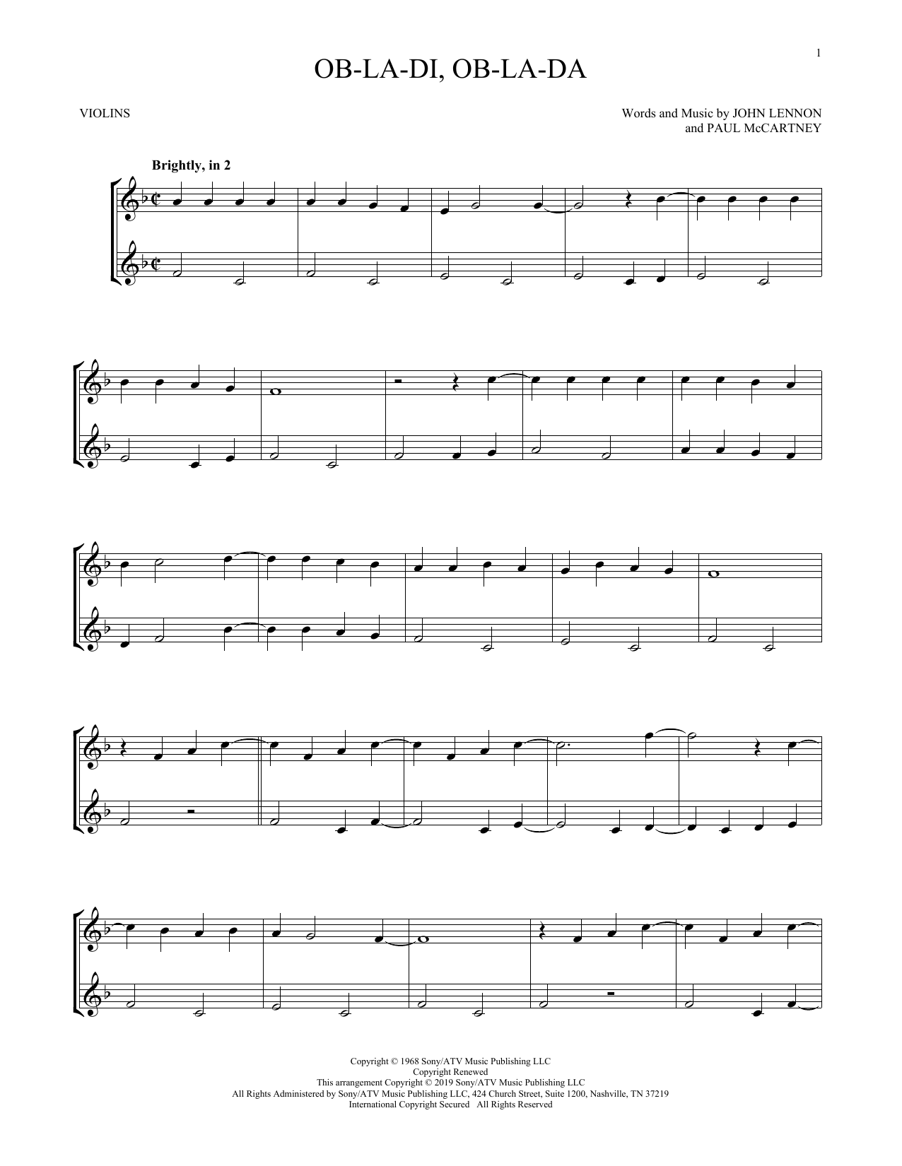 Ob-La-Di, Ob-La-Da (Violin Duet) von The Beatles