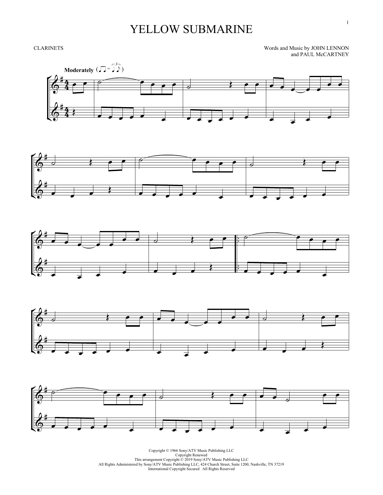 Yellow Submarine (Clarinet Duet) von The Beatles