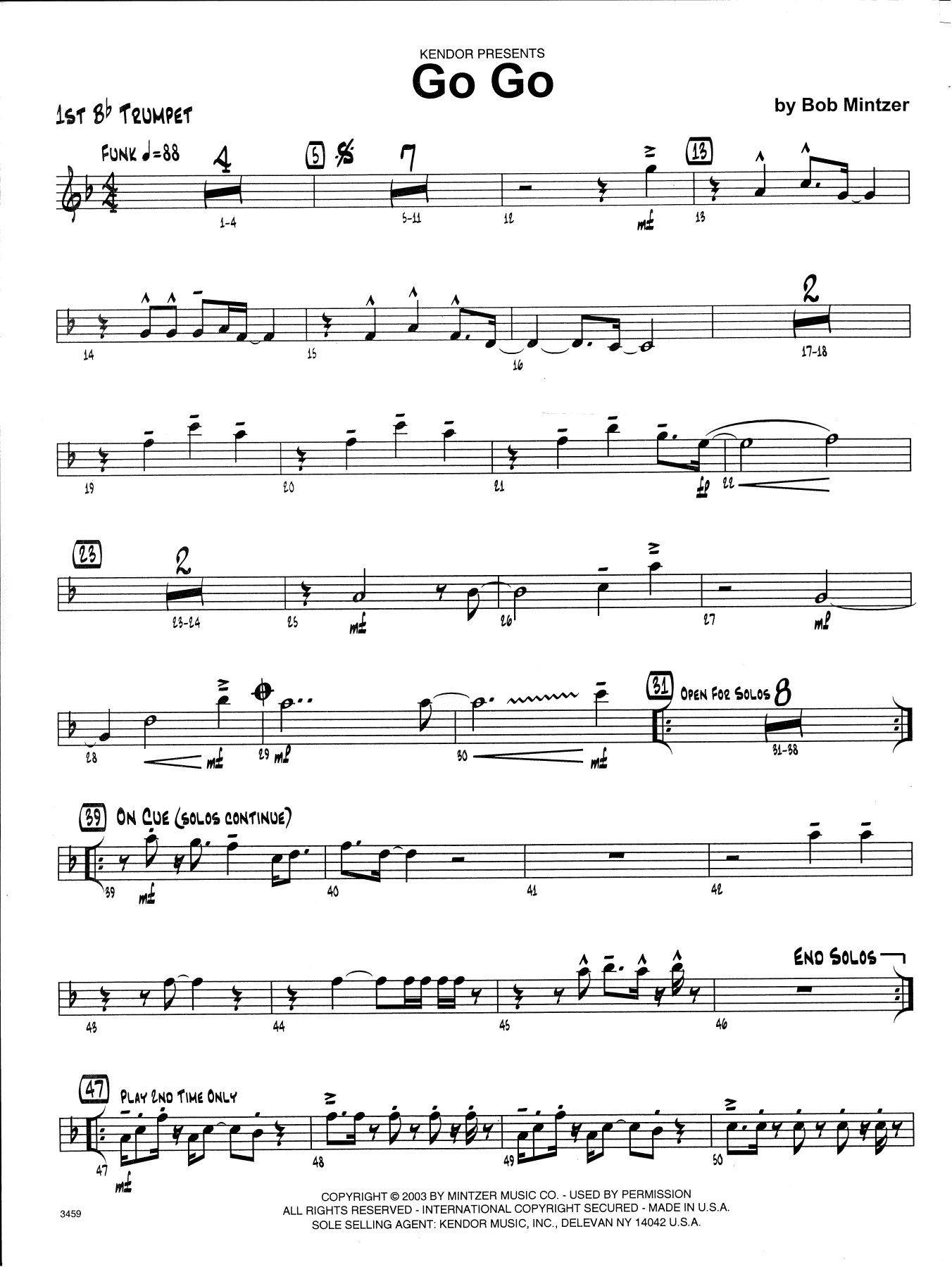 Go Go - 1st Bb Trumpet (Jazz Ensemble) von Bob Mintzer