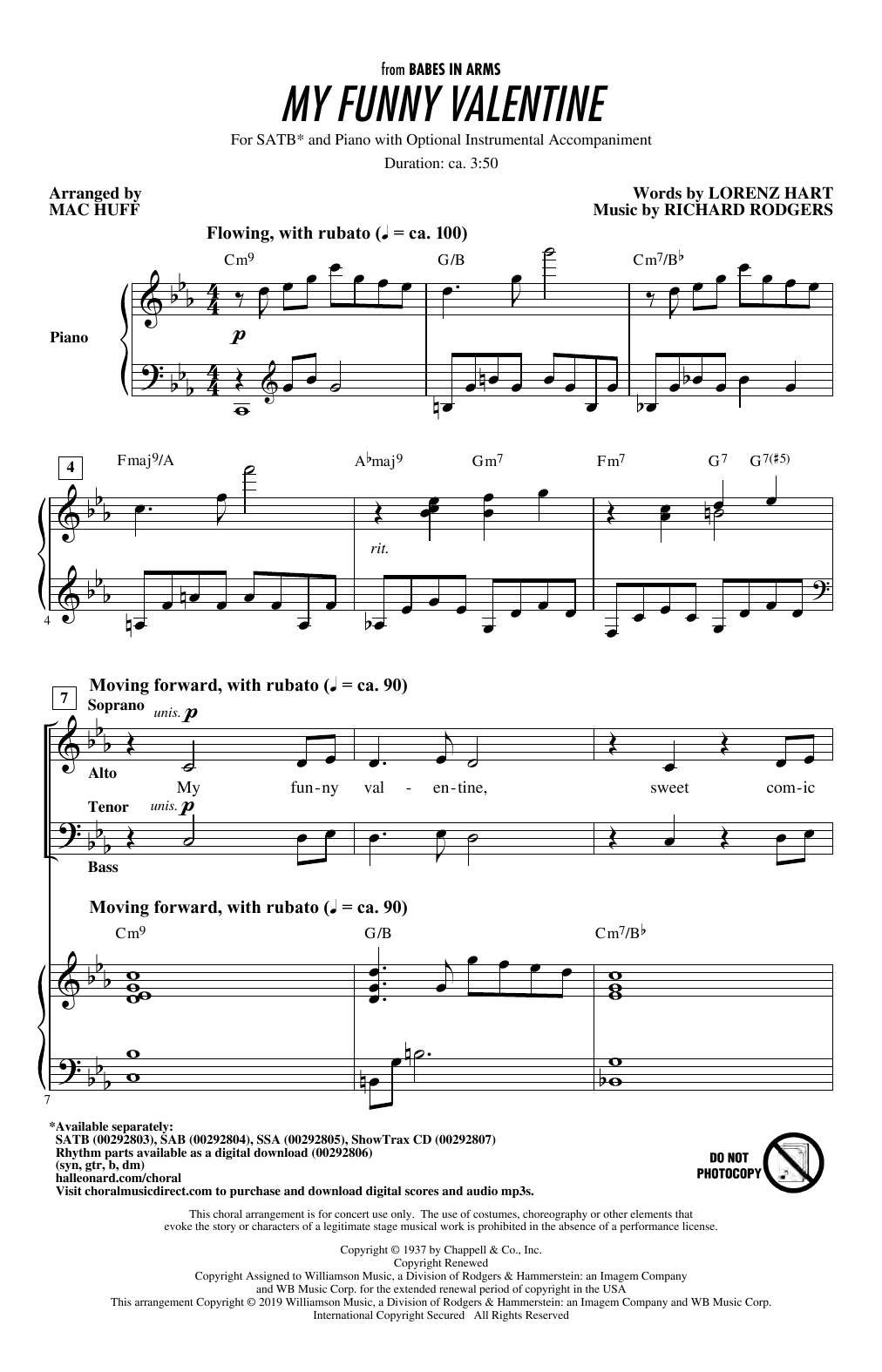 My Funny Valentine (arr. Mac Huff) (SATB Choir) von Rodgers & Hart