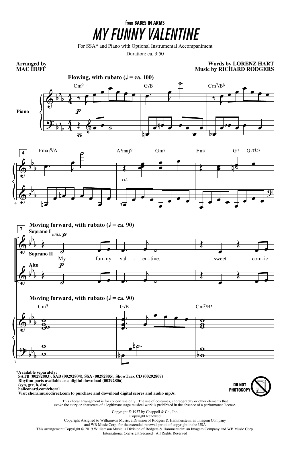 My Funny Valentine (arr. Mac Huff) (SSA Choir) von Rodgers & Hart