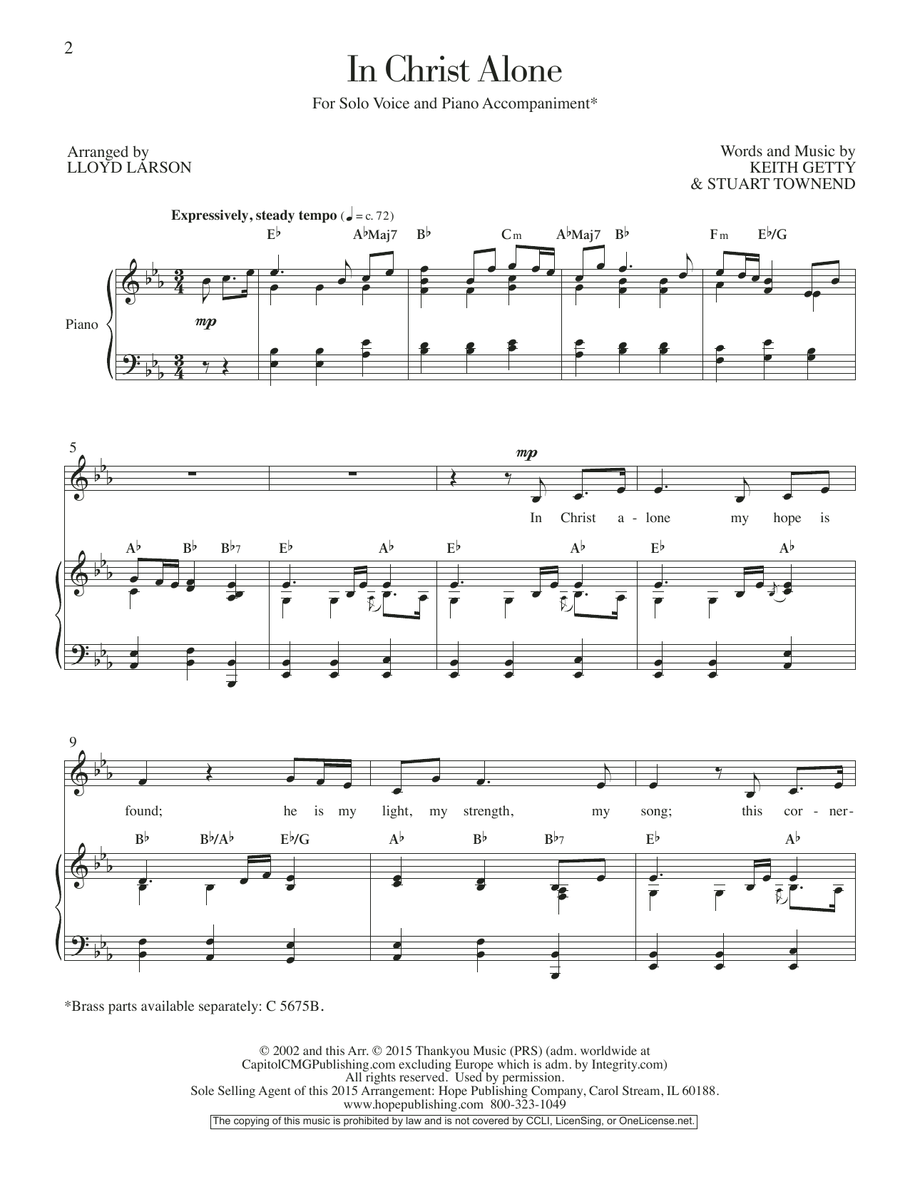 In Christ Alone (arr. Lloyd Larson) (Piano & Vocal) von Keith & Kristyn Getty