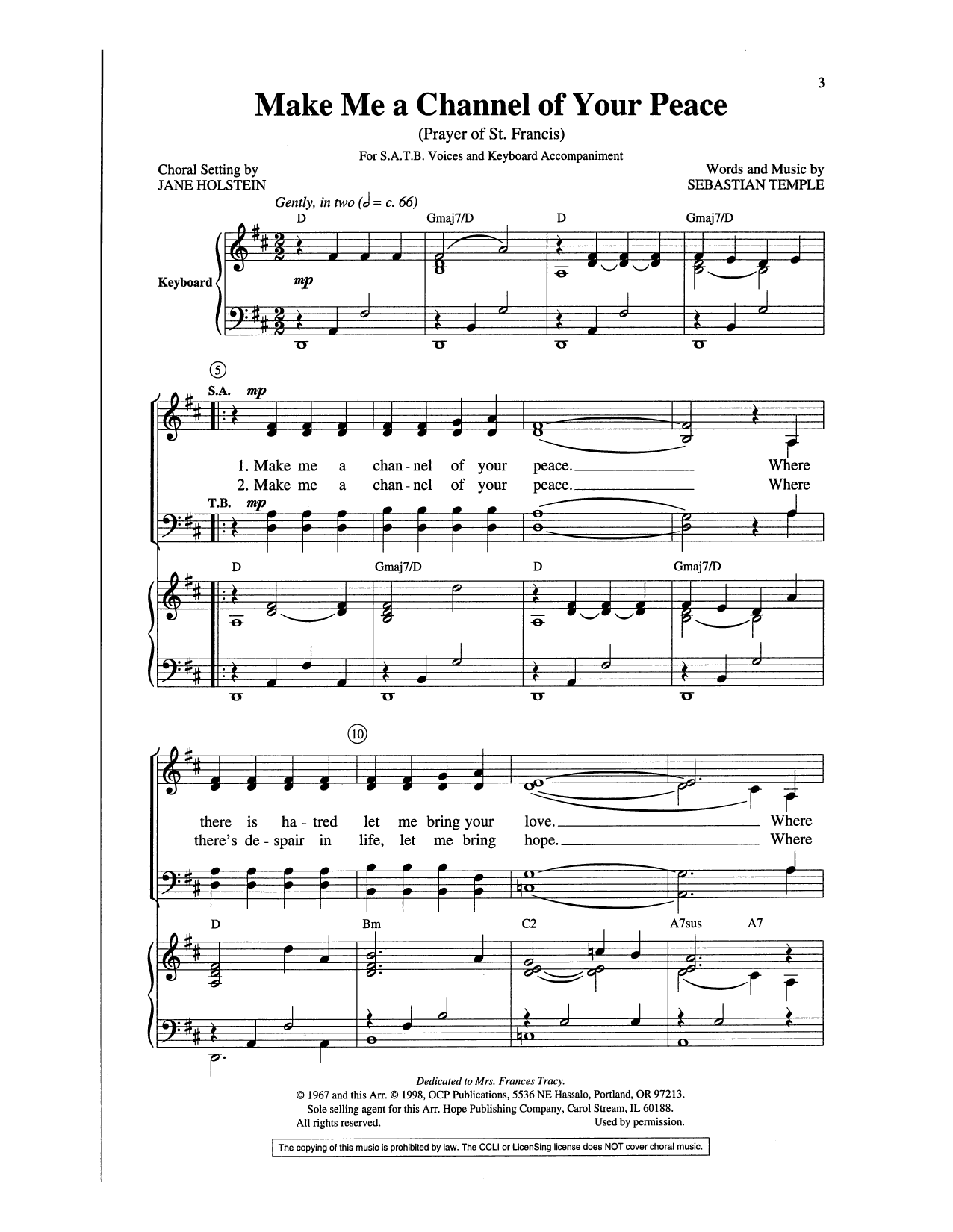 Make Me A Channel Of Your Peace (SATB Choir) von Jane Holstein