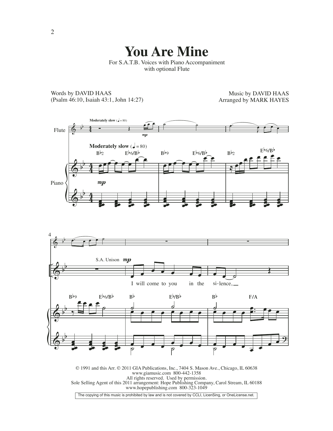 You Are Mine (SATB Choir) von Mark Hayes