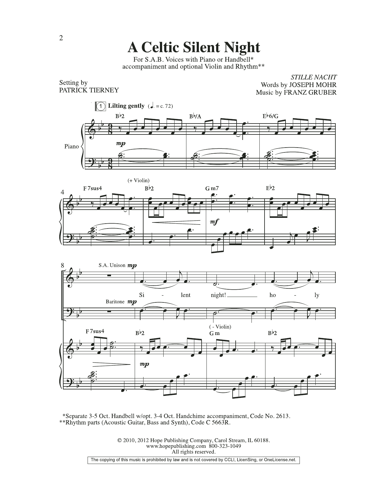 A Celtic Silent Night (SAB Choir) von Joseph Mohr
