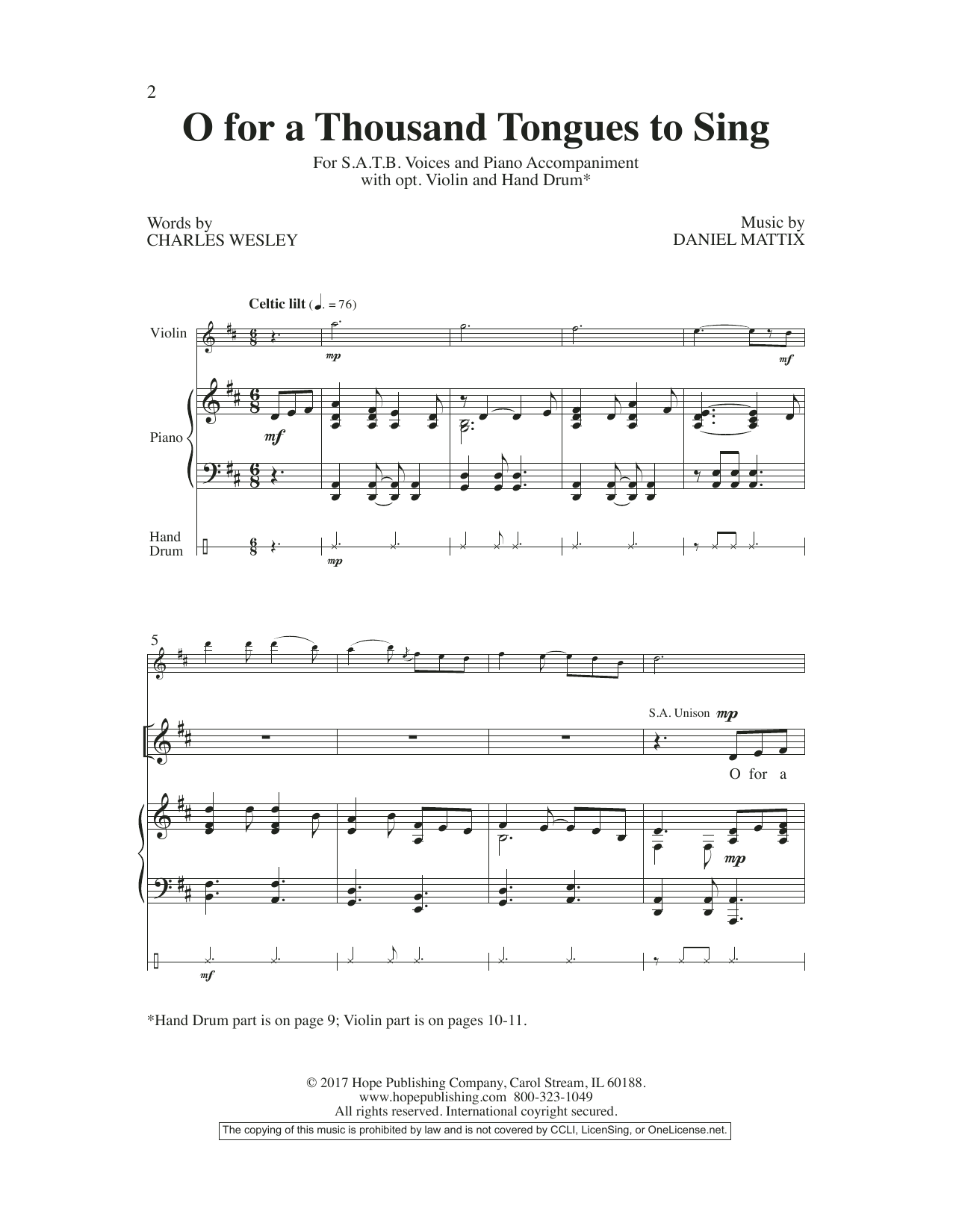 O For A Thousand Tongues To Sing (SATB Choir) von Charles Wesley