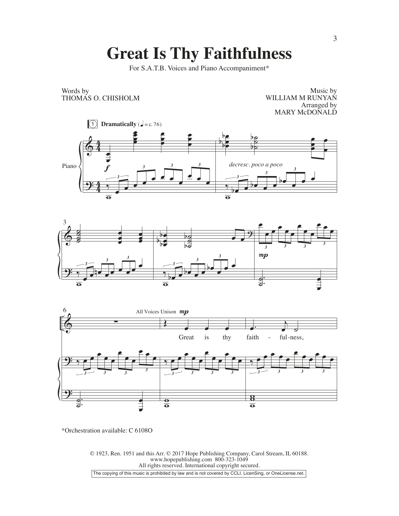 Great Is Thy Faithfulness (SATB Choir) von Thomas O. Chisholm