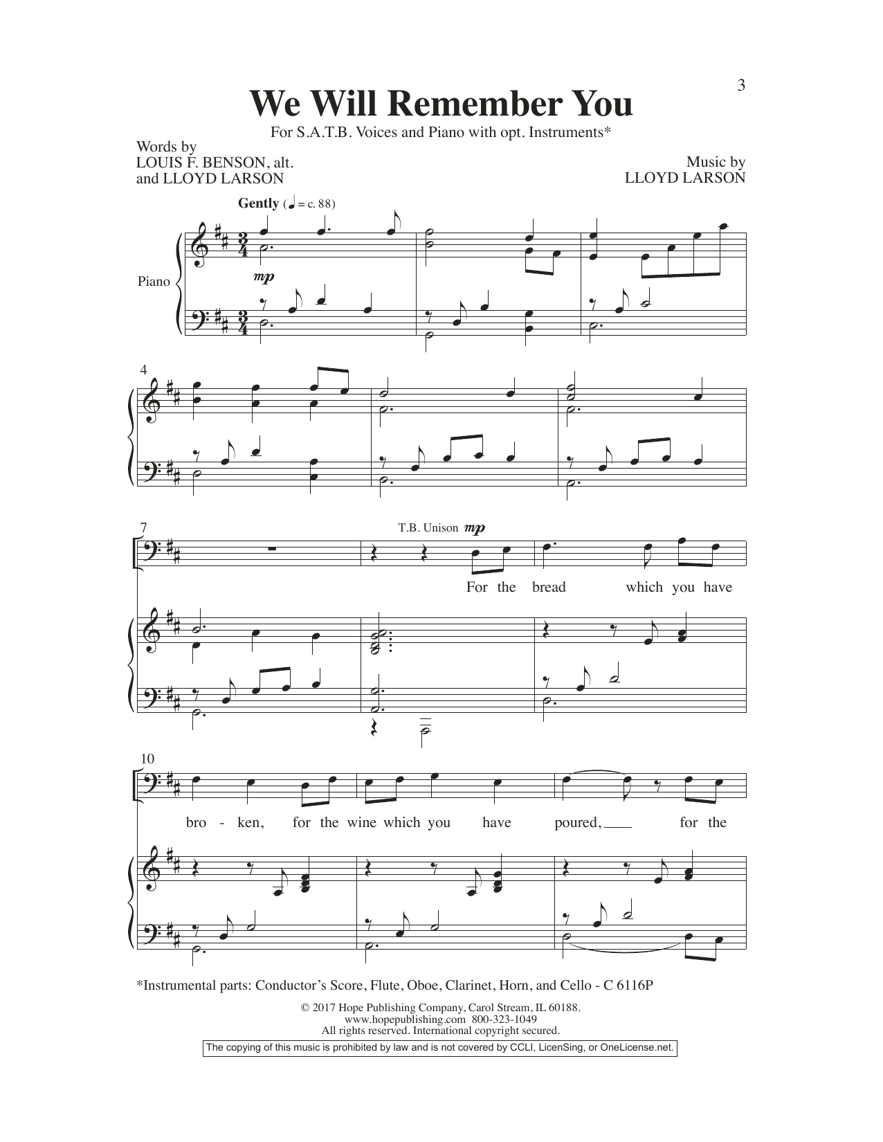 We Will Remember You (SATB Choir) von Lloyd Larson