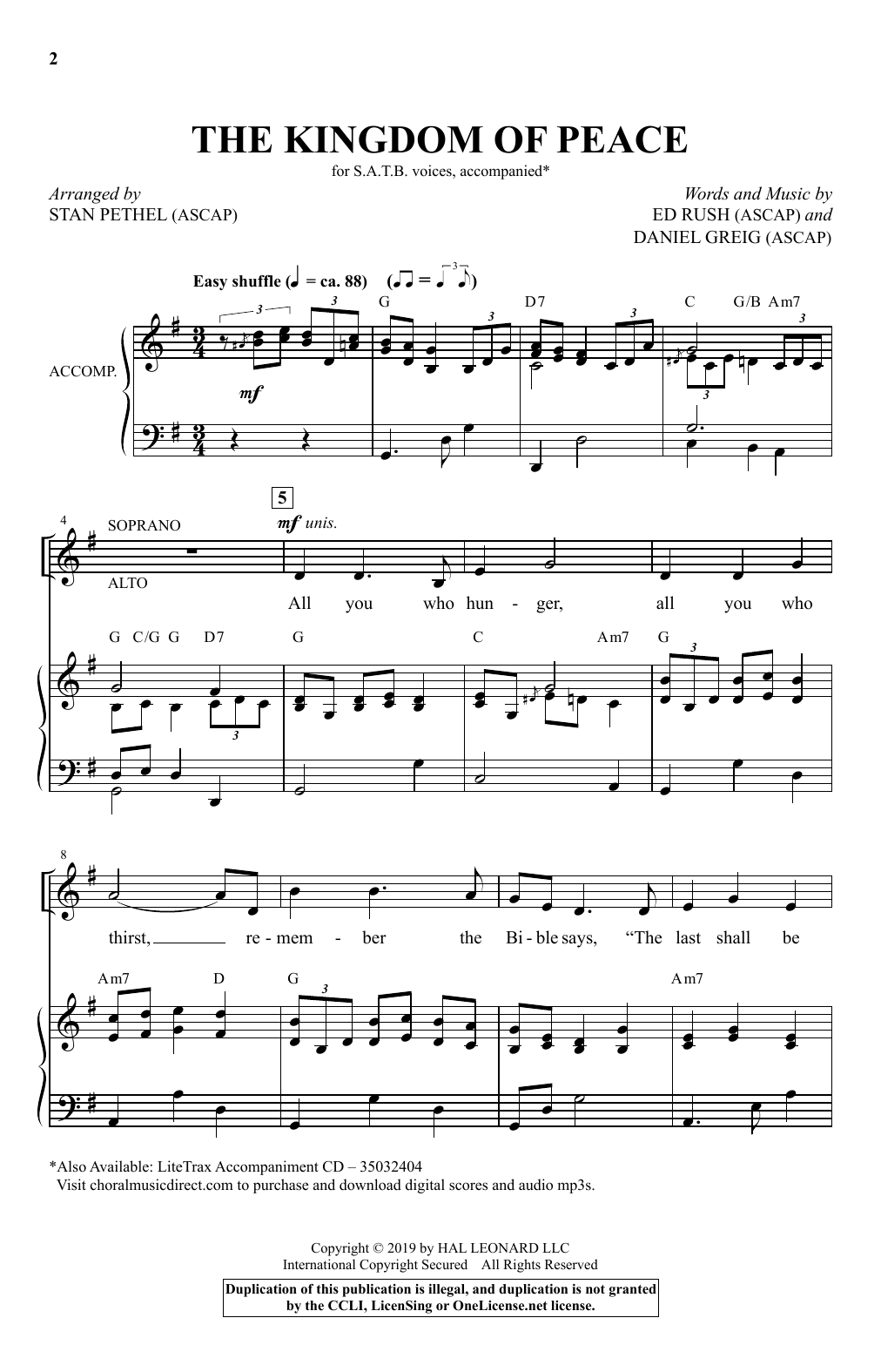 The Kingdom Of Peace (arr. Stan Pethel) (SATB Choir) von Ed Rush & Daniel Grieg