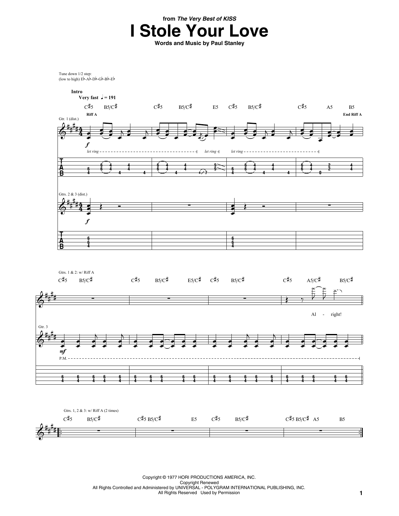 I Stole Your Love (Guitar Tab) von KISS