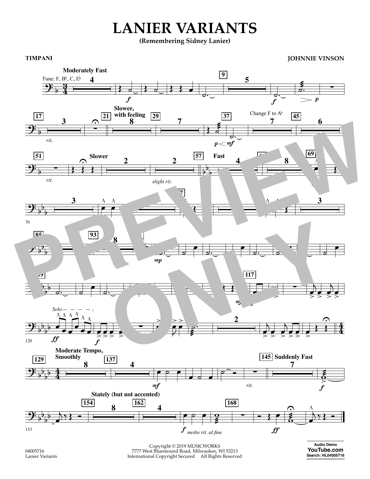 Lanier Variants - Timpani (Concert Band) von Johnnie Vinson