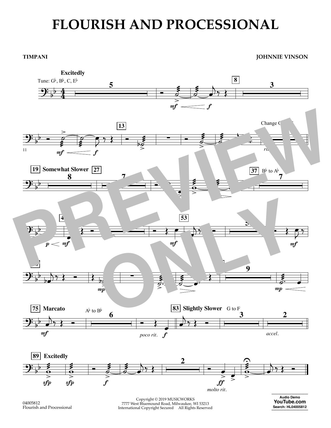 Flourish and Processional - Timpani (Concert Band) von Johnnie Vinson