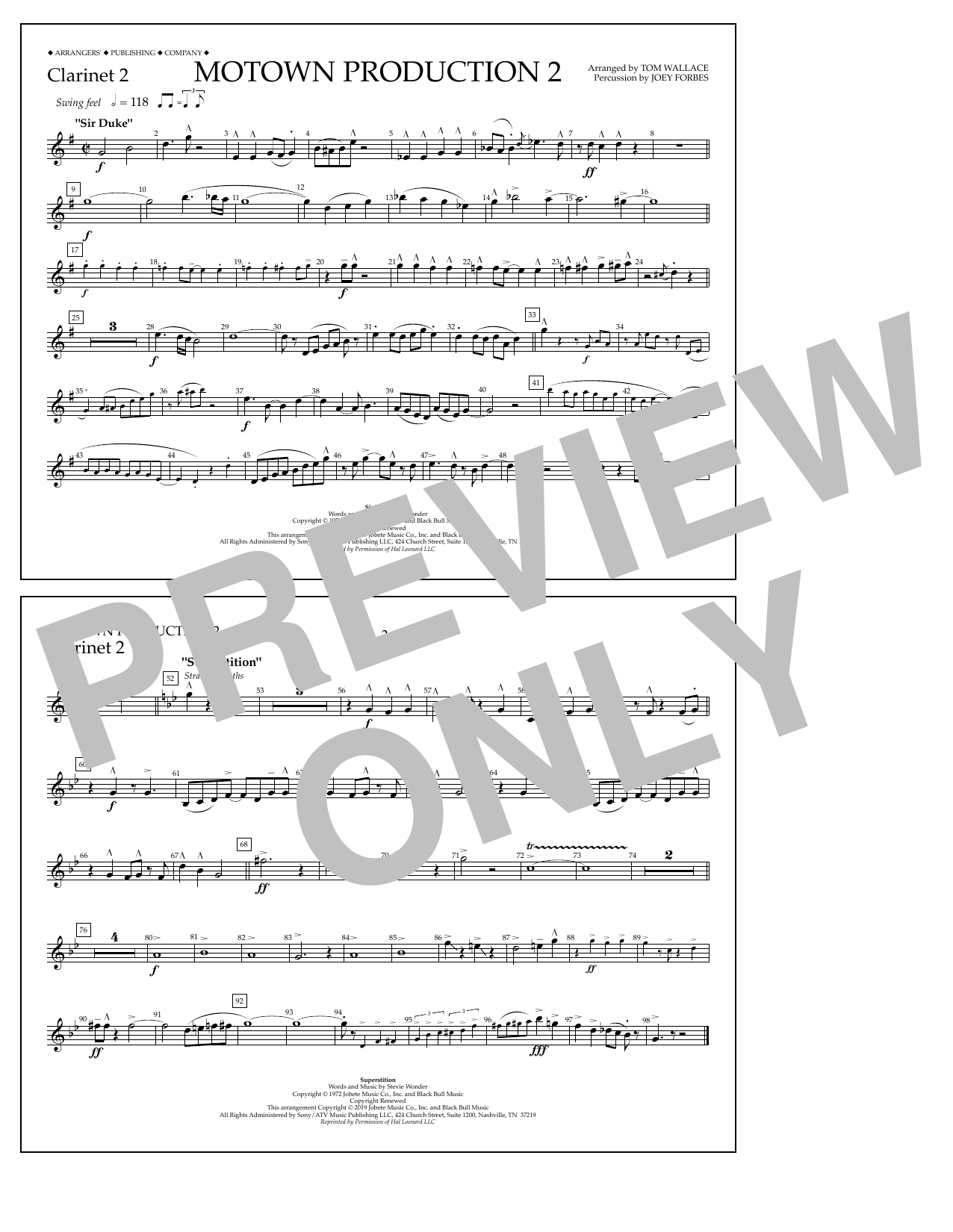 Motown Production 2 (arr. Tom Wallace) - Clarinet 2 (Marching Band) von Stevie Wonder