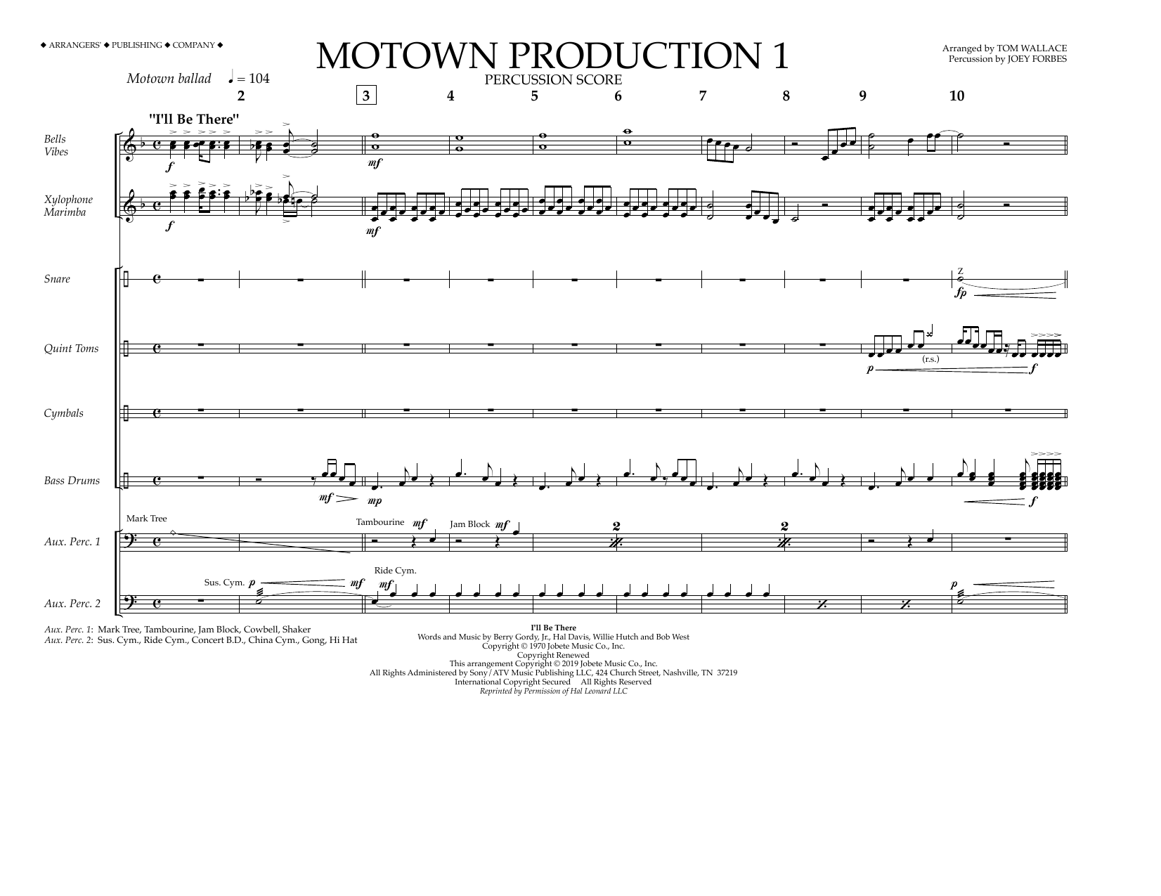 Motown Production 1(arr. Tom Wallace) - Percussion Score (Marching Band) von Jackson 5