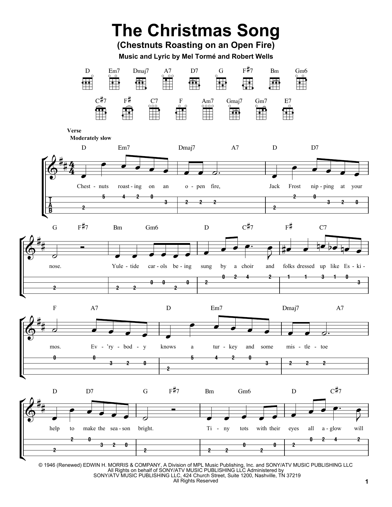 The Christmas Song (Chestnuts Roasting On An Open Fire) (Easy Ukulele Tab) von Mel Torme