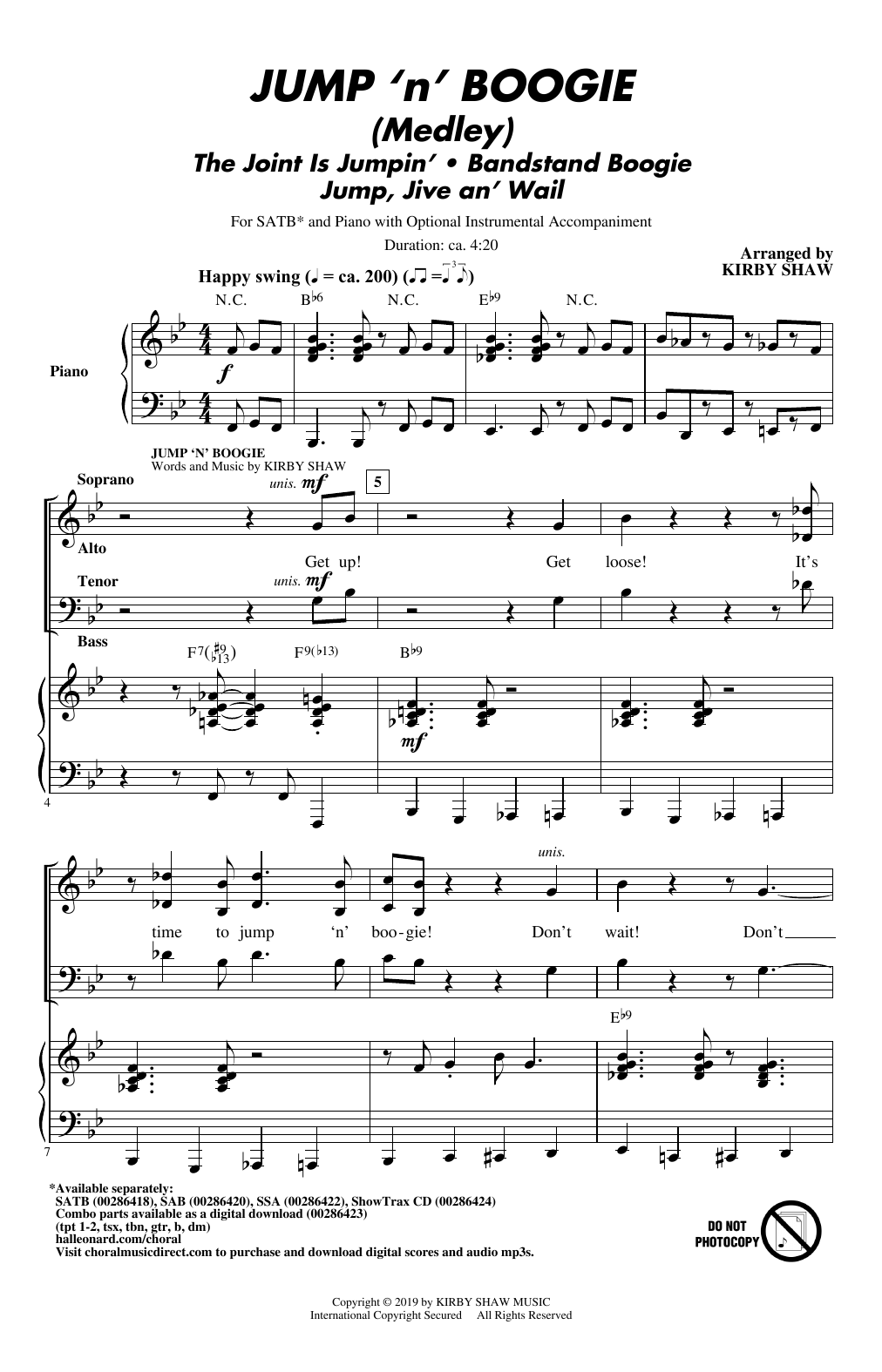 Jump 'n' Boogie (Medley) (SATB Choir) von Kirby Shaw