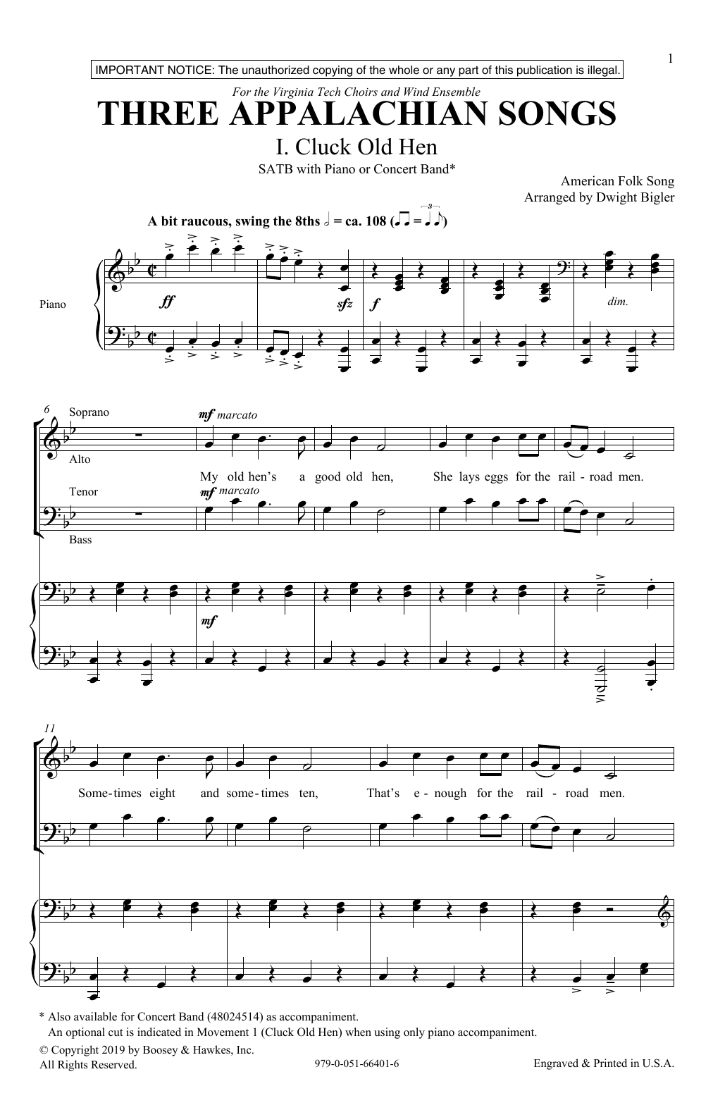 Three Appalachian Songs (SATB Choir) von Dwight Bigler