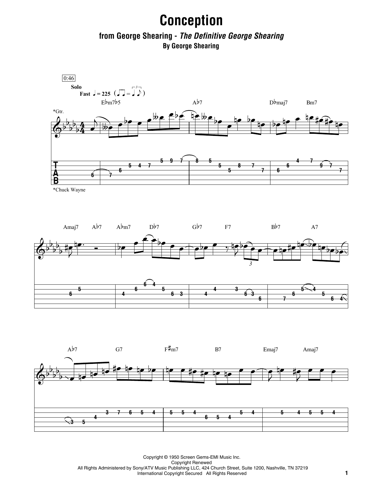 Conception (Electric Guitar Transcription) von George Shearing