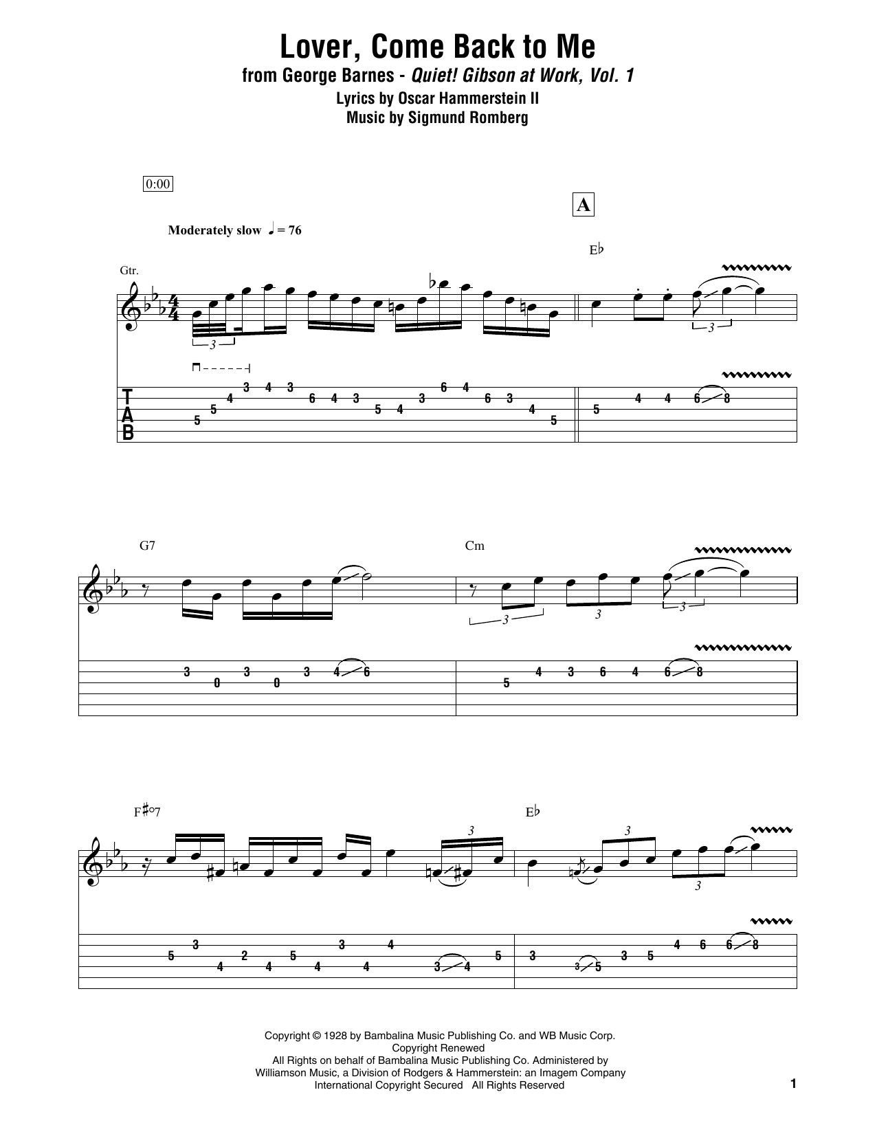 Lover, Come Back To Me (Electric Guitar Transcription) von George Barnes