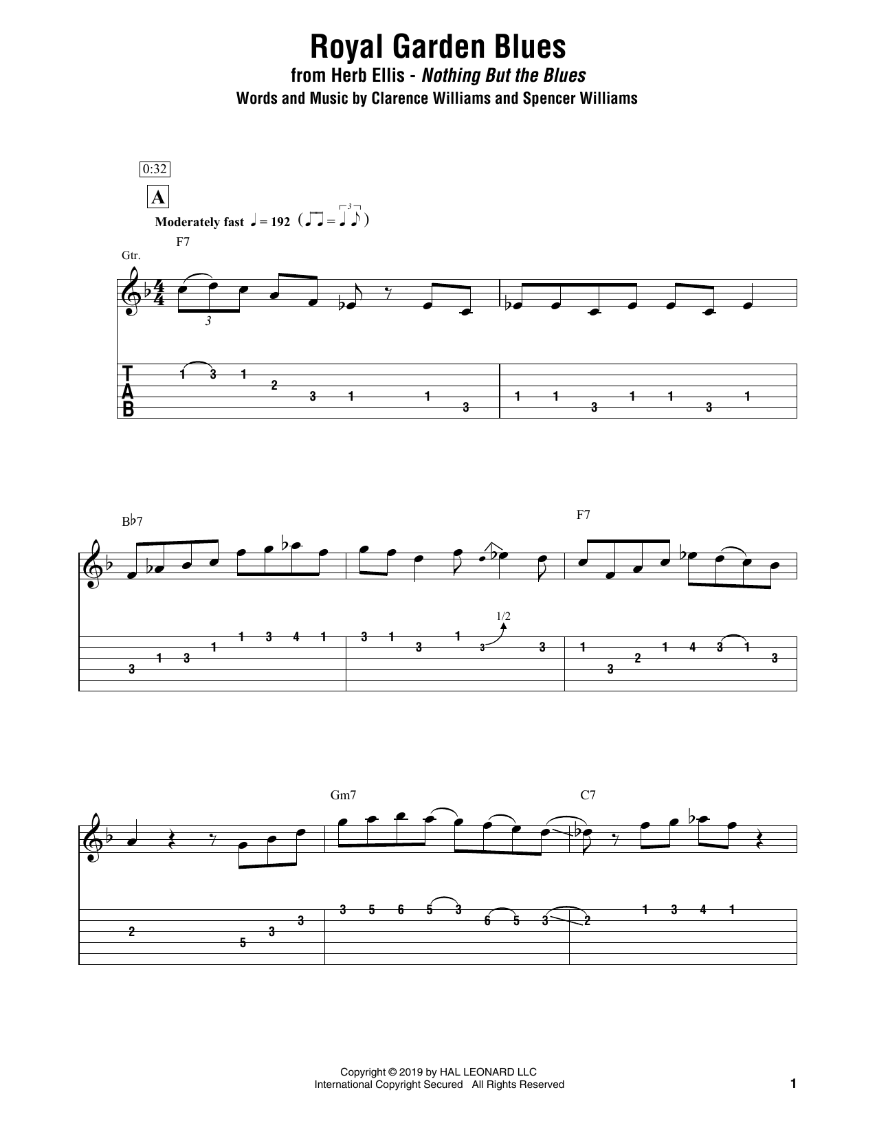 Royal Garden Blues (Electric Guitar Transcription) von Herb Ellis