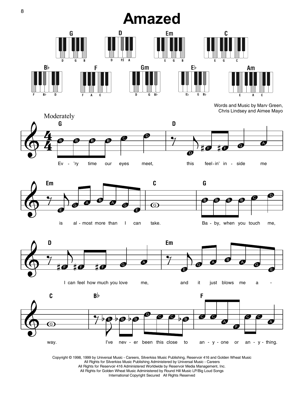 Amazed (Super Easy Piano) von Lonestar