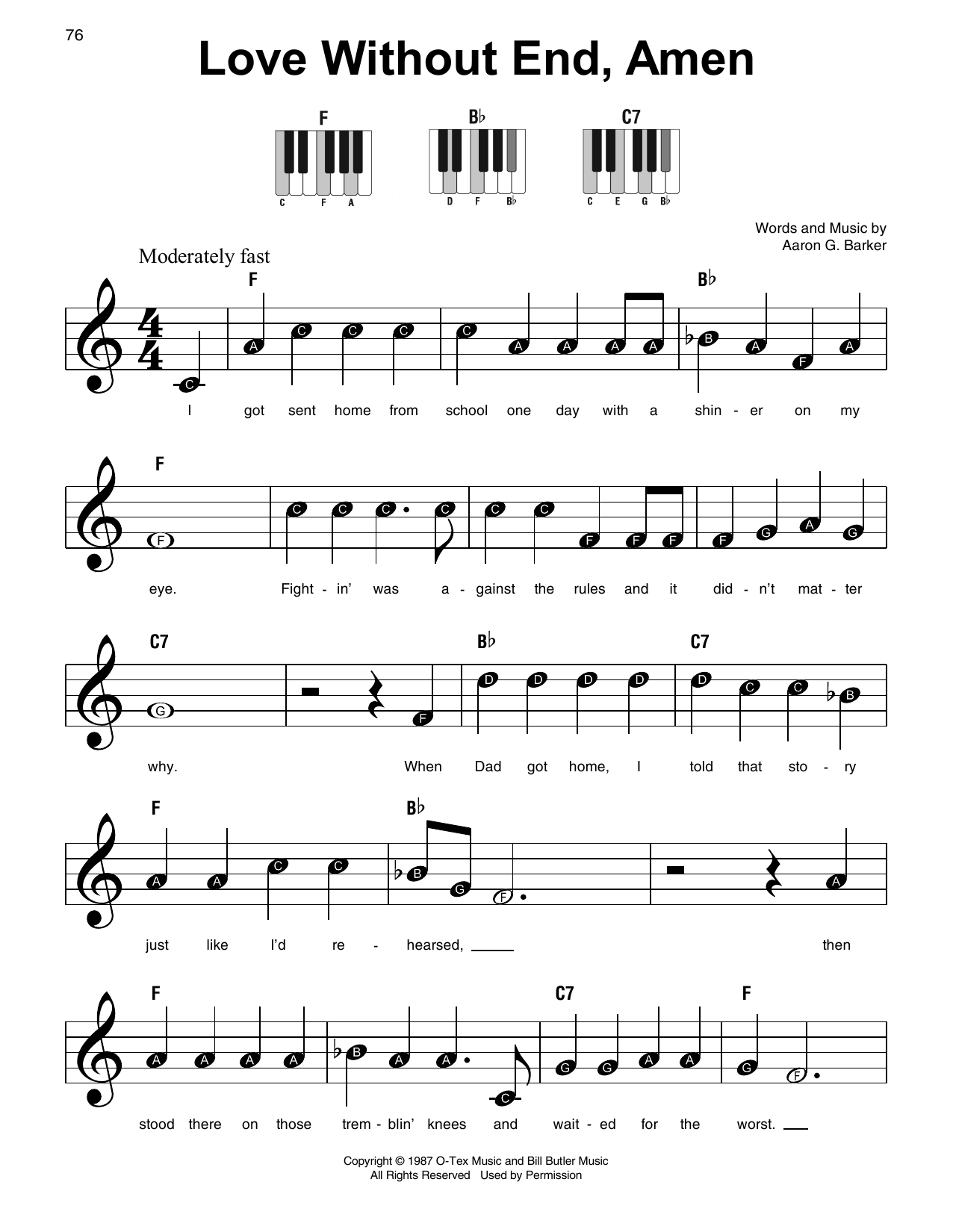 Love Without End, Amen (Super Easy Piano) von George Strait