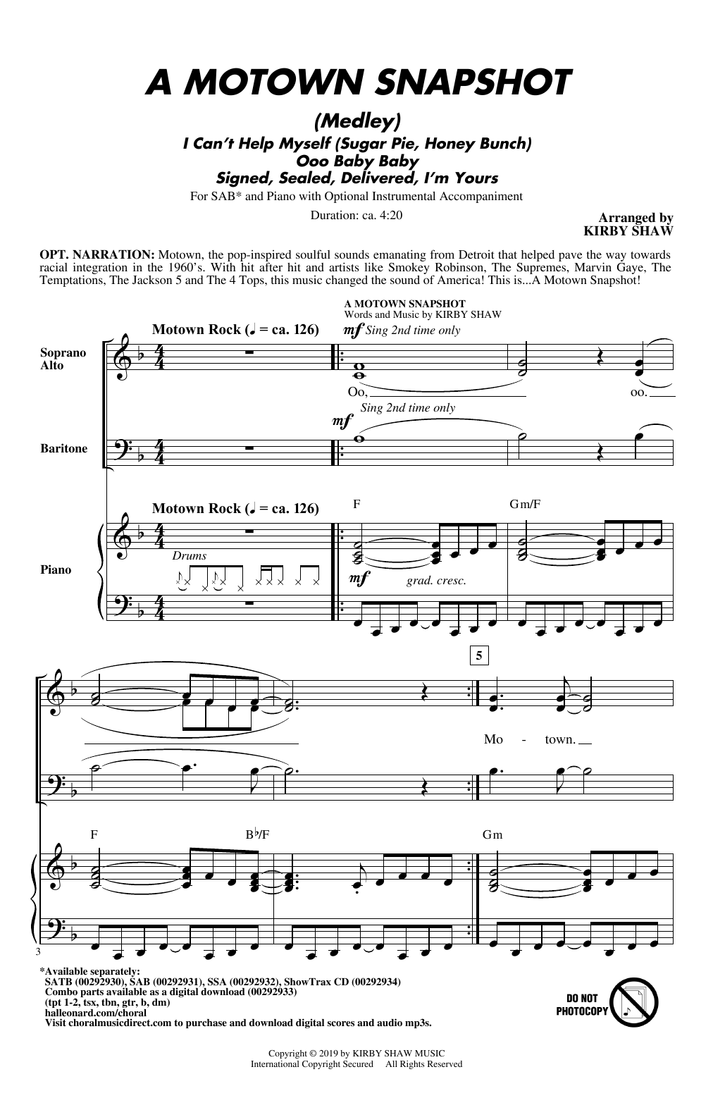 A Motown Snapshot (Medley) (SAB Choir) von Kirby Shaw