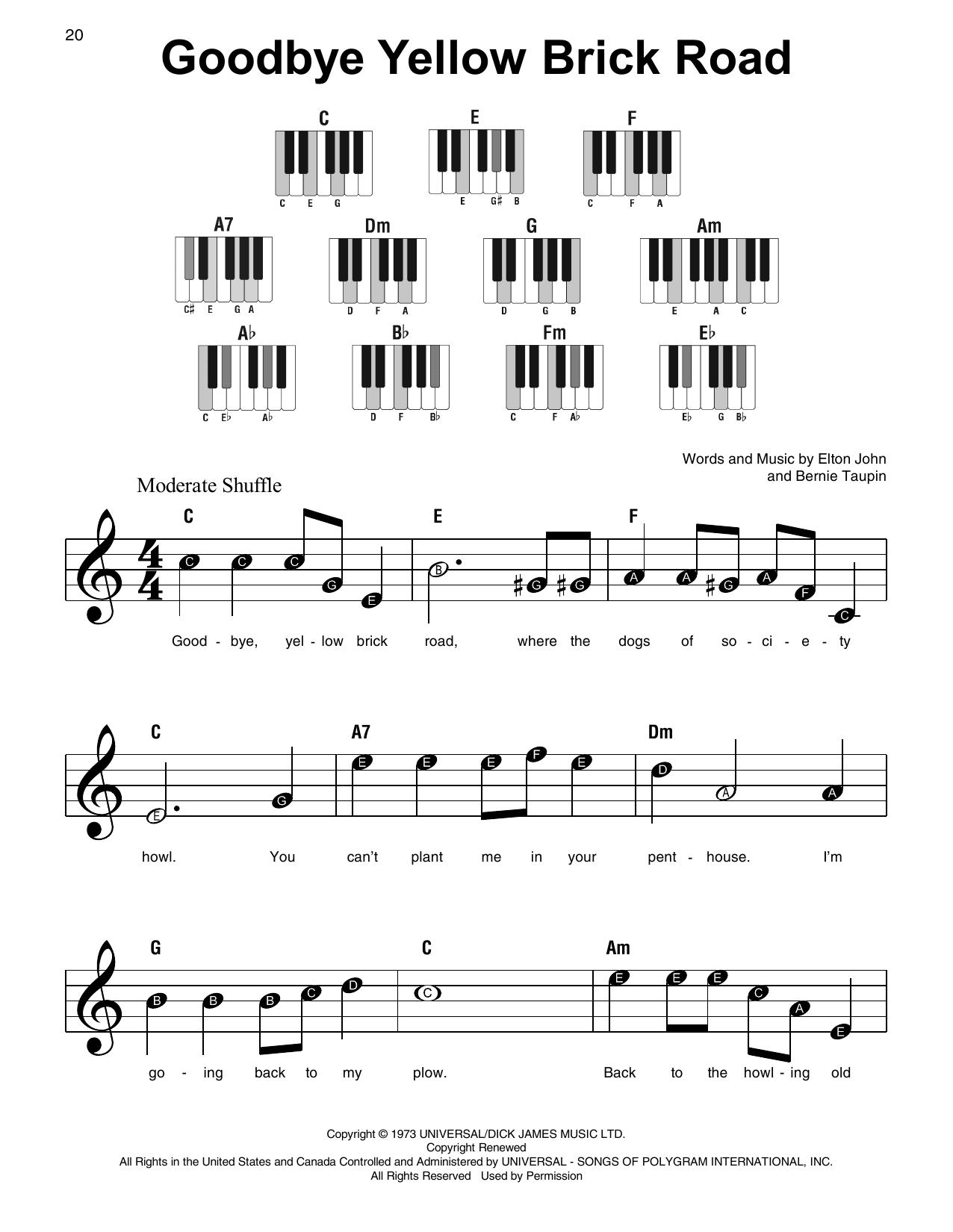 Goodbye Yellow Brick Road (Super Easy Piano) von Elton John