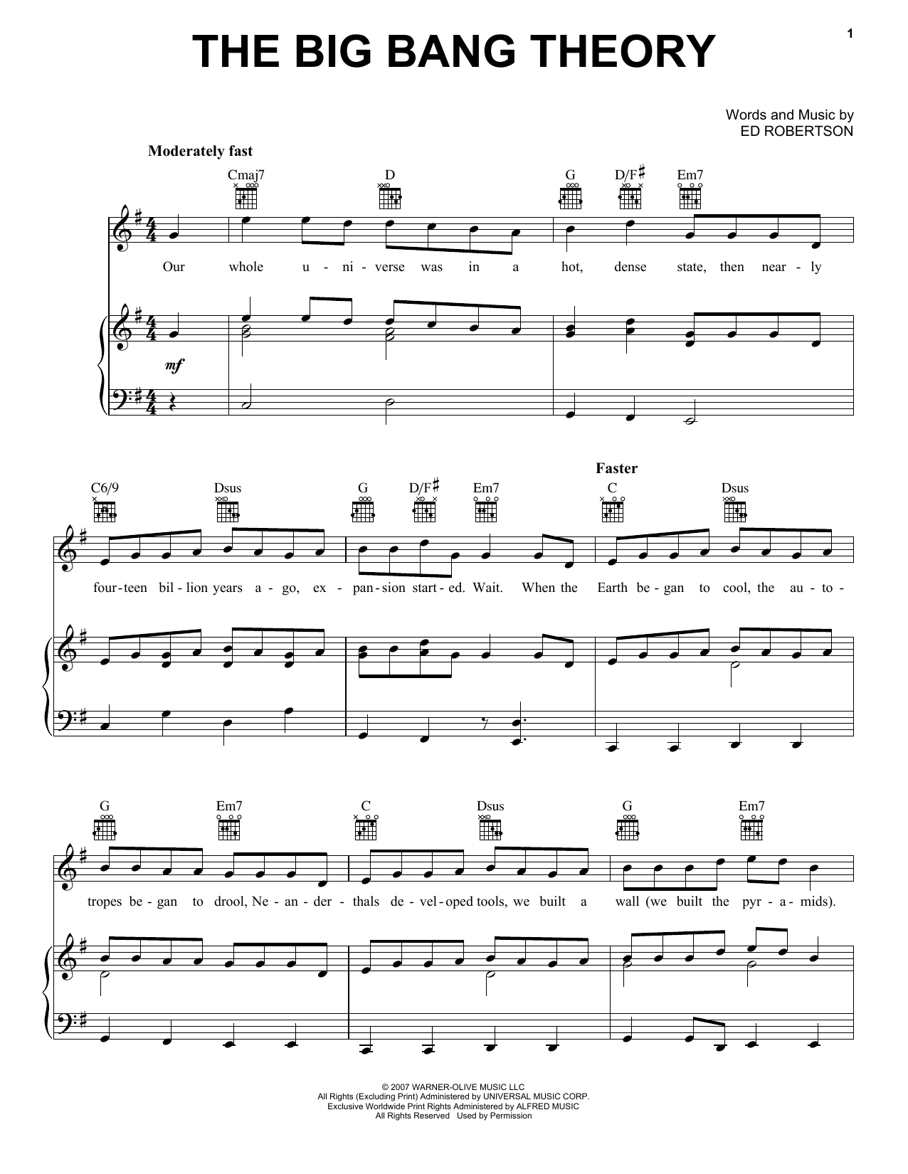 The Big Bang Theory (Piano, Vocal & Guitar Chords (Right-Hand Melody)) von Barenaked Ladies