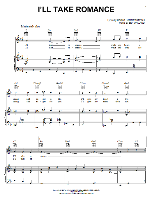 I'll Take Romance (Piano, Vocal & Guitar Chords (Right-Hand Melody)) von Oscar Hammerstein II