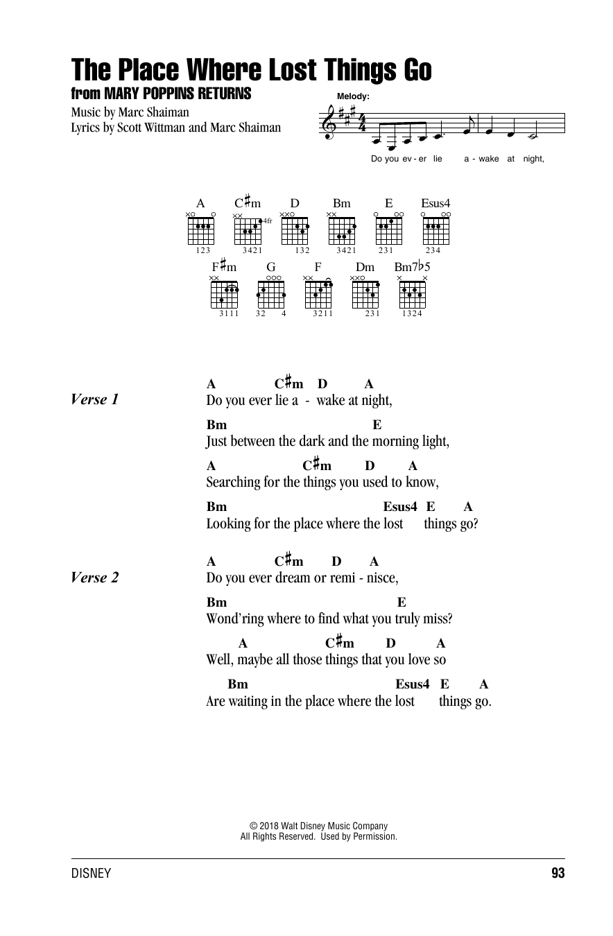 The Place Where Lost Things Go (from Mary Poppins Returns) (Guitar Chords/Lyrics) von Emily Blunt