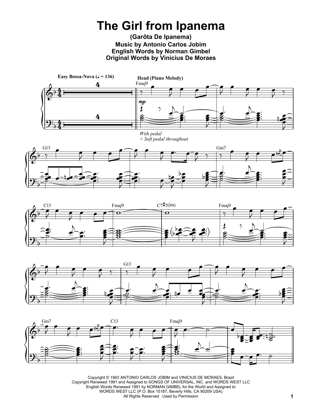 The Girl From Ipanema (Garota De Ipanema) (Piano Transcription) von Vince Guaraldi