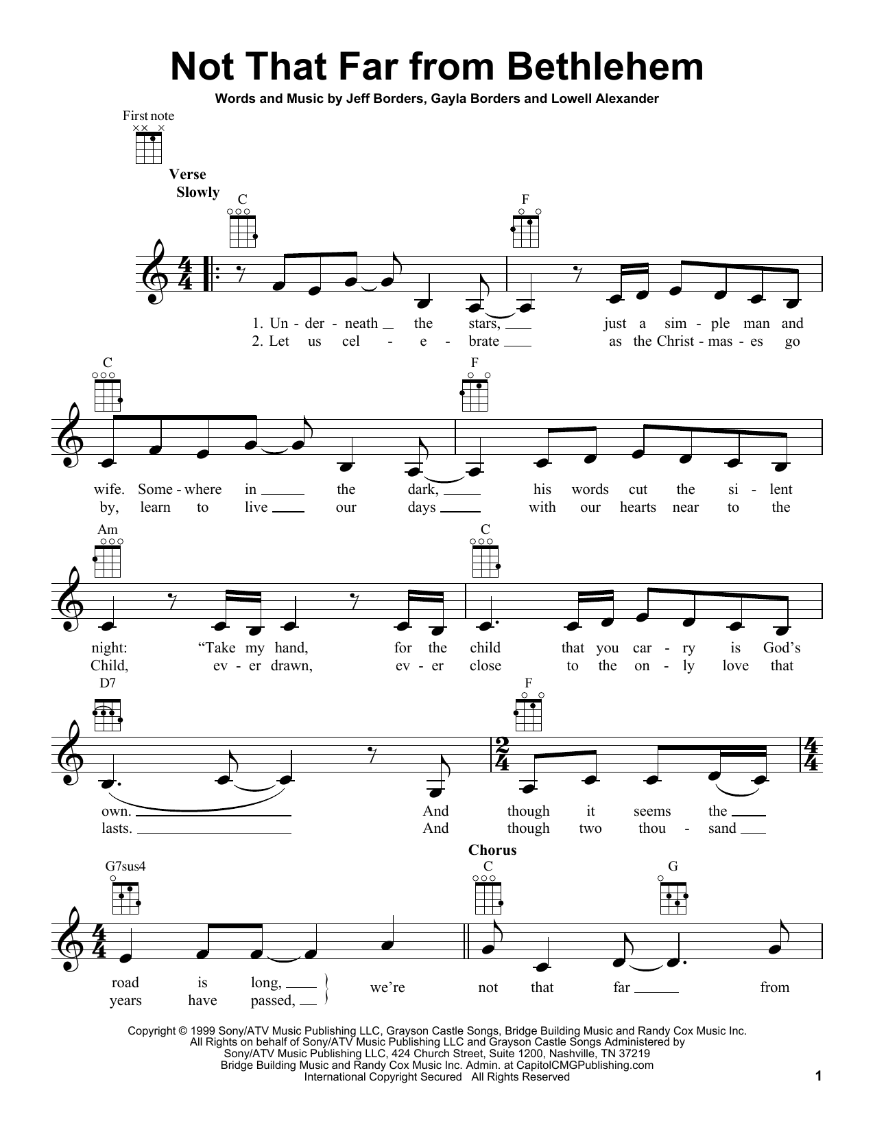 Not That Far From Bethlehem (Ukulele) von Point Of Grace