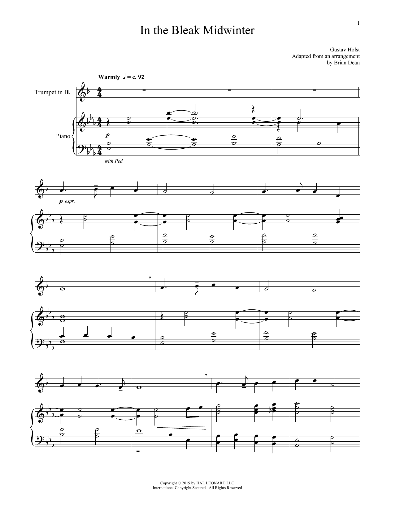 In The Bleak Midwinter (Trumpet and Piano) von Gustav Holst