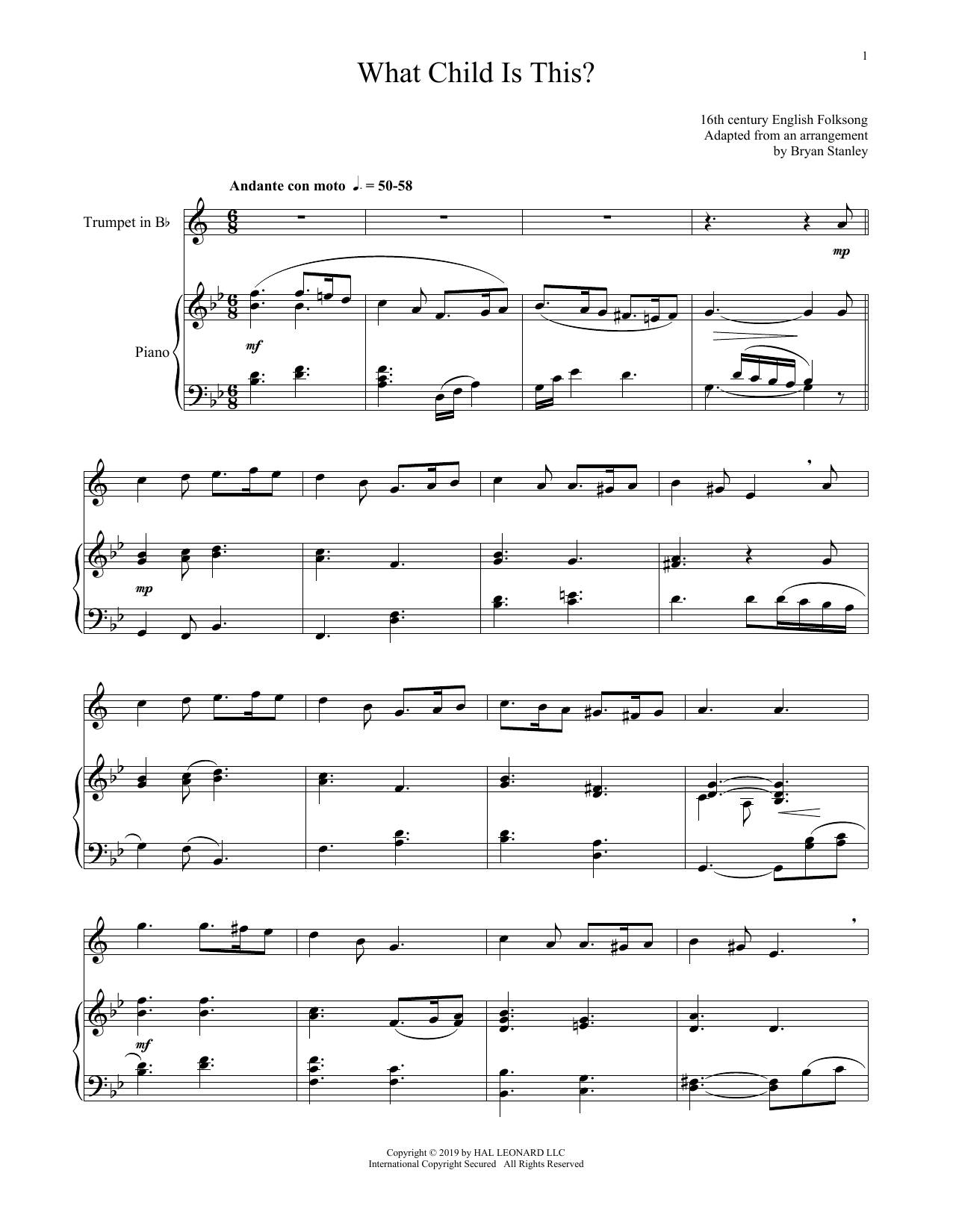 What Child Is This? (Trumpet and Piano) von William C. Dix